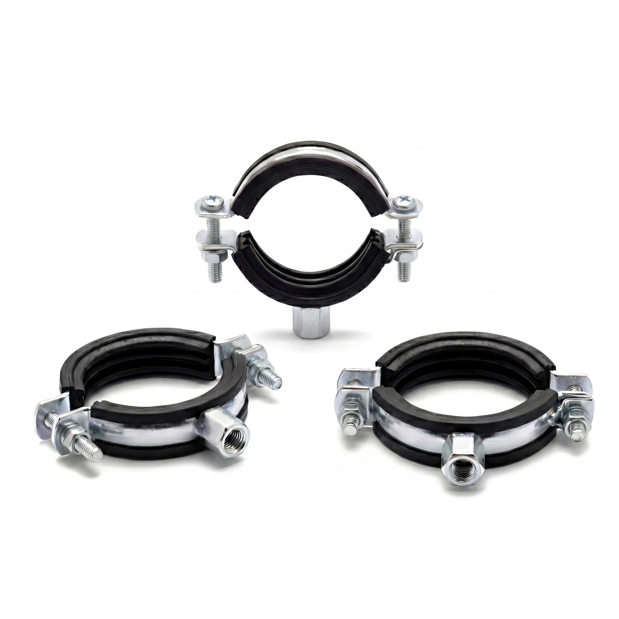 Abrazadera de manguera de acero de 3/8 pulgadas, con inserto amortiguador EPDM, para fijación de tuberías - (50 piezas)