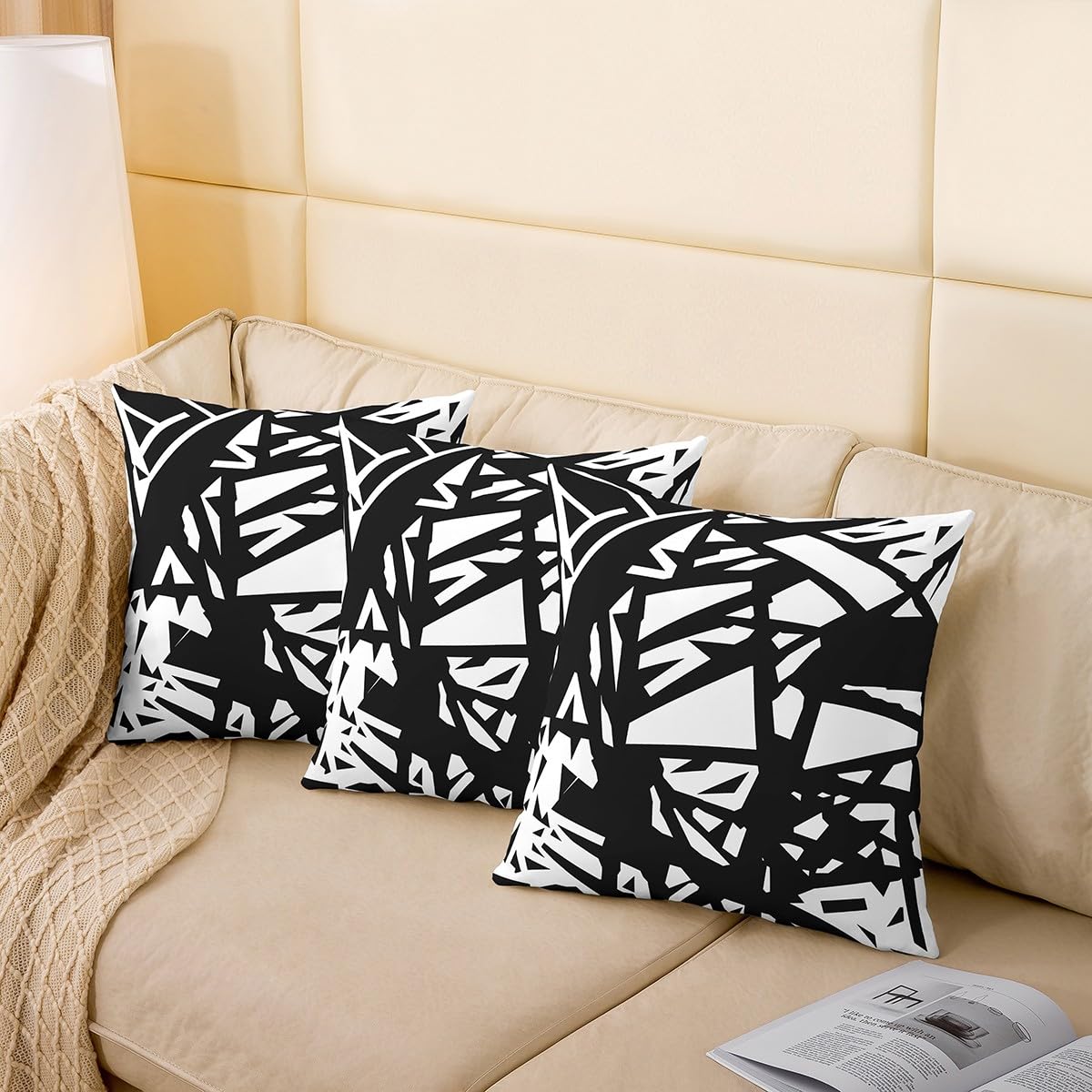 Homemissing Juego de 4 fundas de almohada decorativas de 50 x 50 cm, diseño de rayas geométricas, para sofá, cama, moderno, arte a rayas, para exteriores