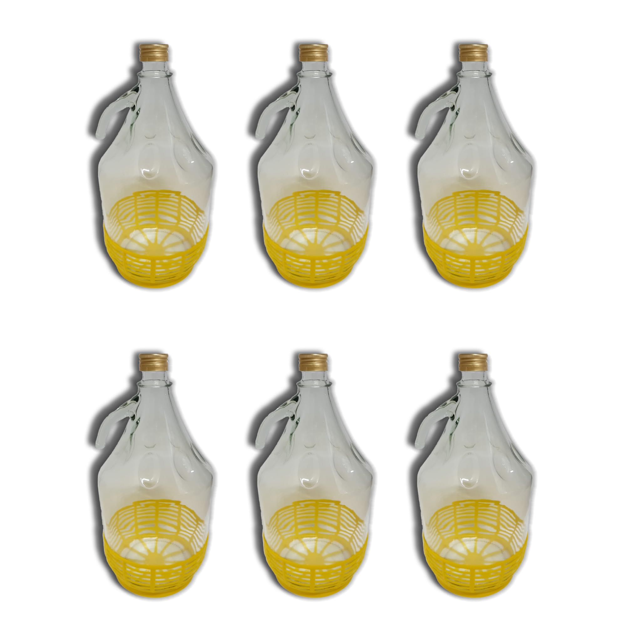 FERROELETTRA Damigiana Vetro 5 Litri - Bottiglione con Chiusura a Vite Dama Bottiglie Vetro per Olio - Contenitore Olio 5 Litri - Damigiane Vetro e Bottiglioni adatte per Prodotti Alimentari, 6 Pezzi