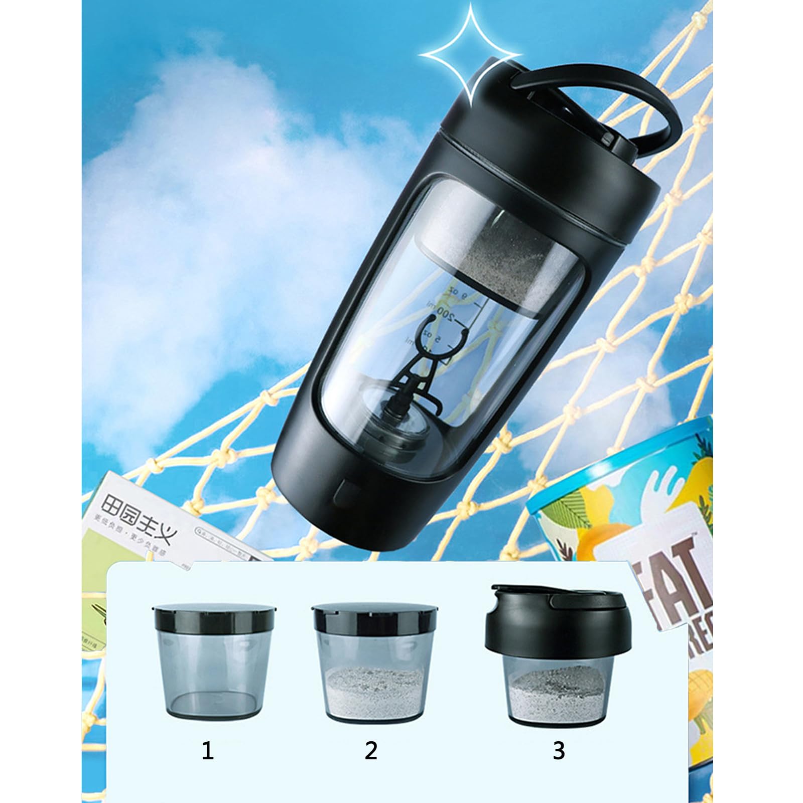 Shaker elettrico Bottiglia ricaricabile Shake Mixer Blender Cup per la miscelazione di proteine Shaker elettrico 650ml USB ricaricabile Fitness Drink Mixer