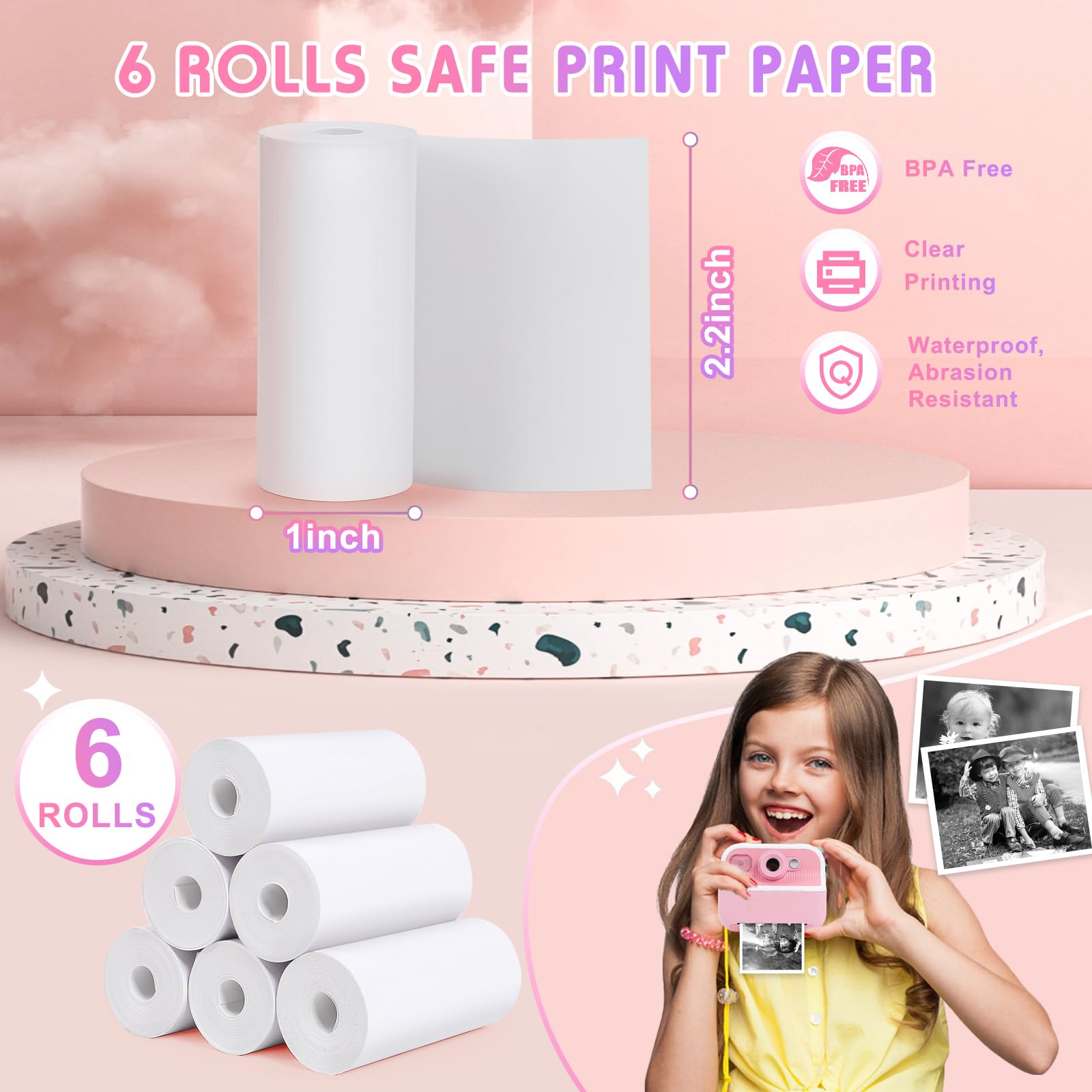 Instant Print Camera For Kids,VJJB Kids Camera 3.5-inch Screen Inst