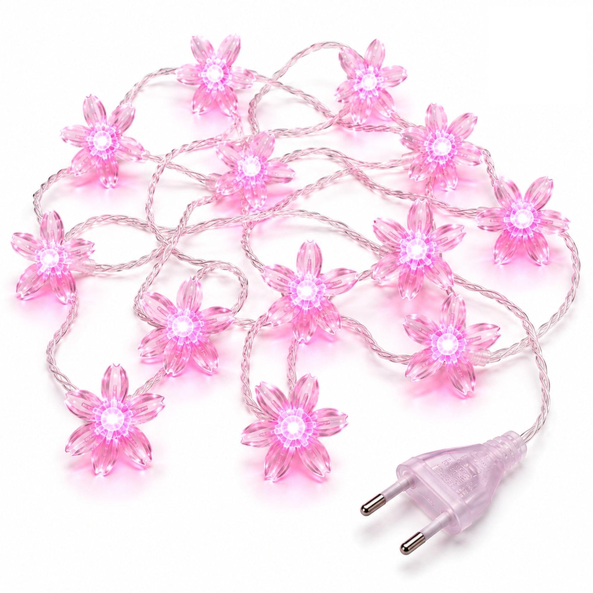 KHIZAR Led Fairy Light Strings Crystal Cherry Blossom Garland Indoor Decorative Flowers Lantern Festivel Decoration Lights Silicone Flower (Pink)-image-27