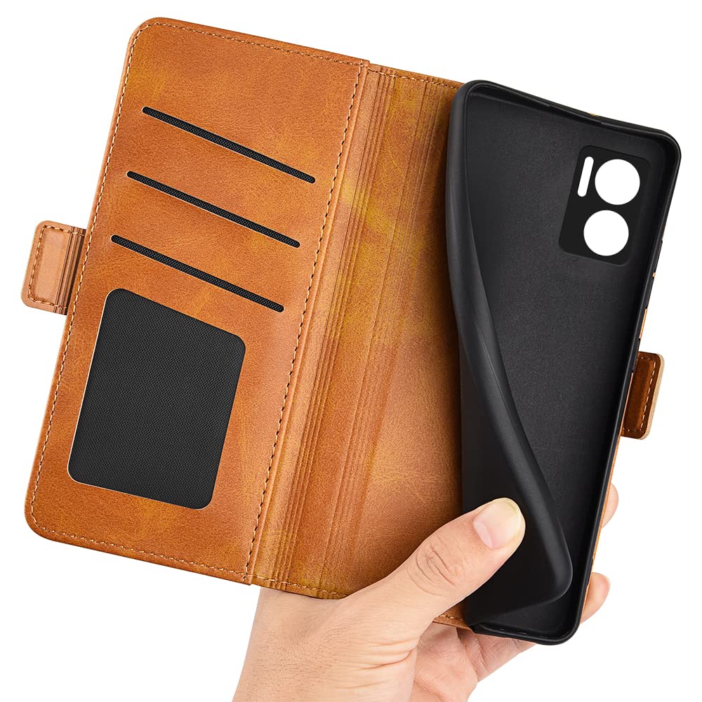Custodia Portafoglio Per Xiaomi Redmi Note 11E | COQUE In Pelle Con Slot Per Schede E Fibbia Magnetica, Righe Vintage, Nero - 2