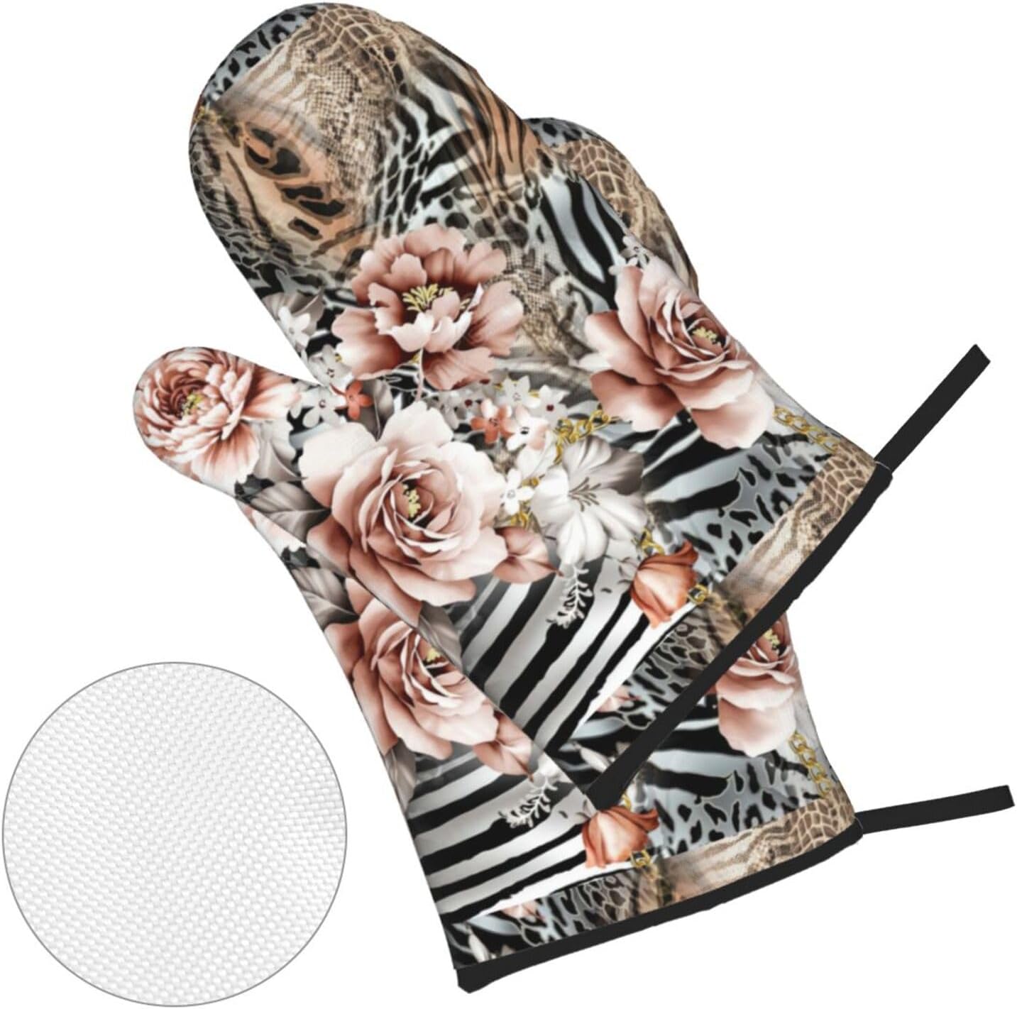 Red Flower Leopard Kitchen baking four piece set, fit for cooking and baking, oven, microwave, and outdoor barbecue