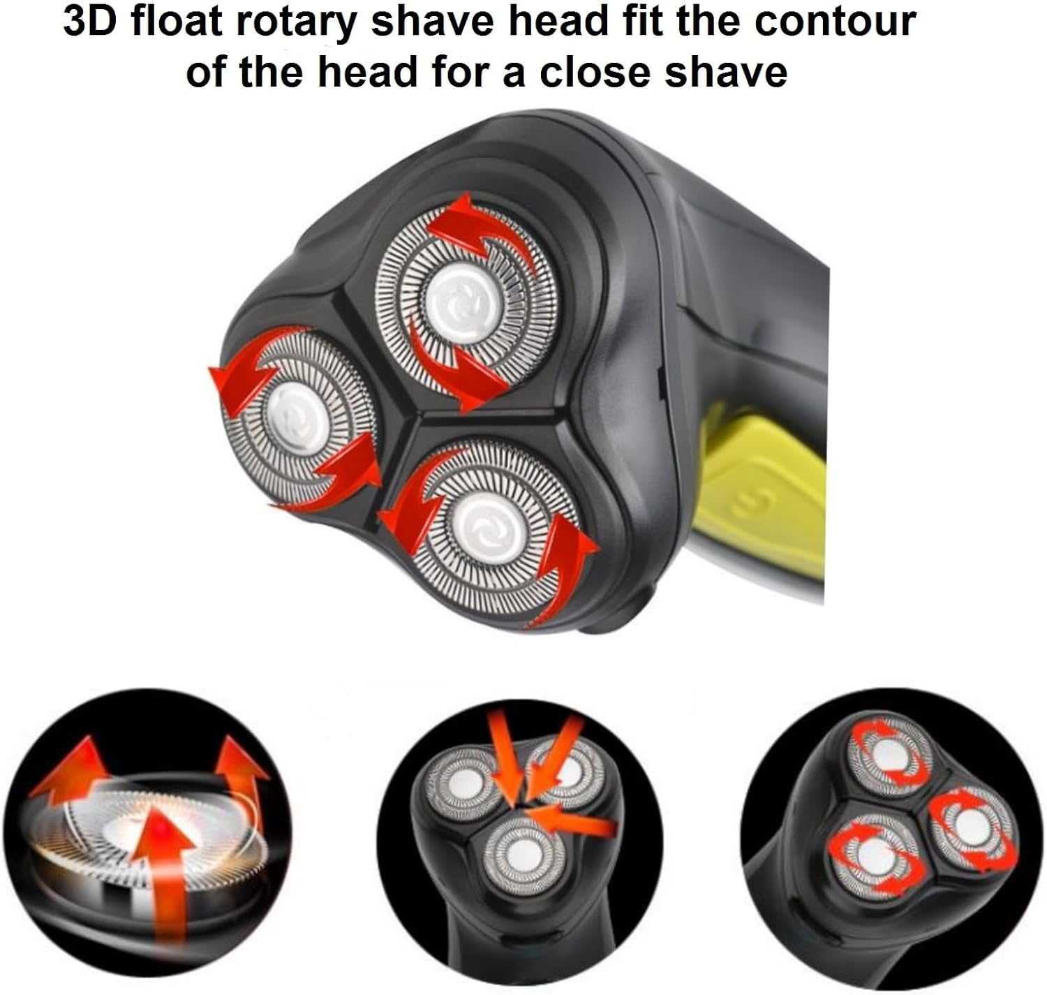 Professional Corded Electric Shaver,Self Bald Head Razor,3D Rotary Shaver for Man,Close Shave Face & Head,Pop-up Trimmer for Bold Hair Stubble Beard,12v Powerful Motor,Corded Power Supply