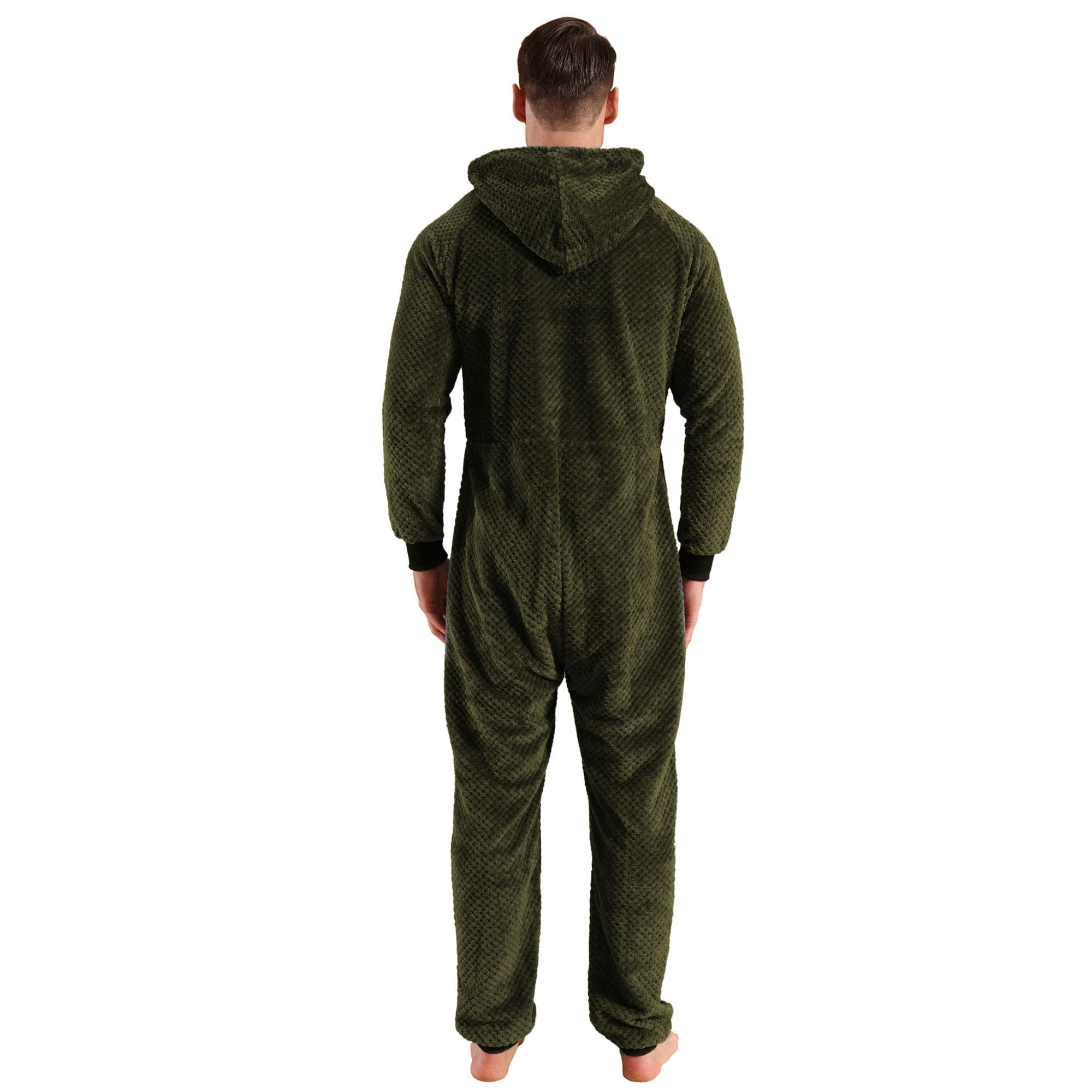 Męski kombinezon Onesie polarowy wzór kratki kombinezon piżama z długim rękawem, jednoczęściowy, zimowy kombinezon termiczny, kombinezon do spania, bielizna nocna