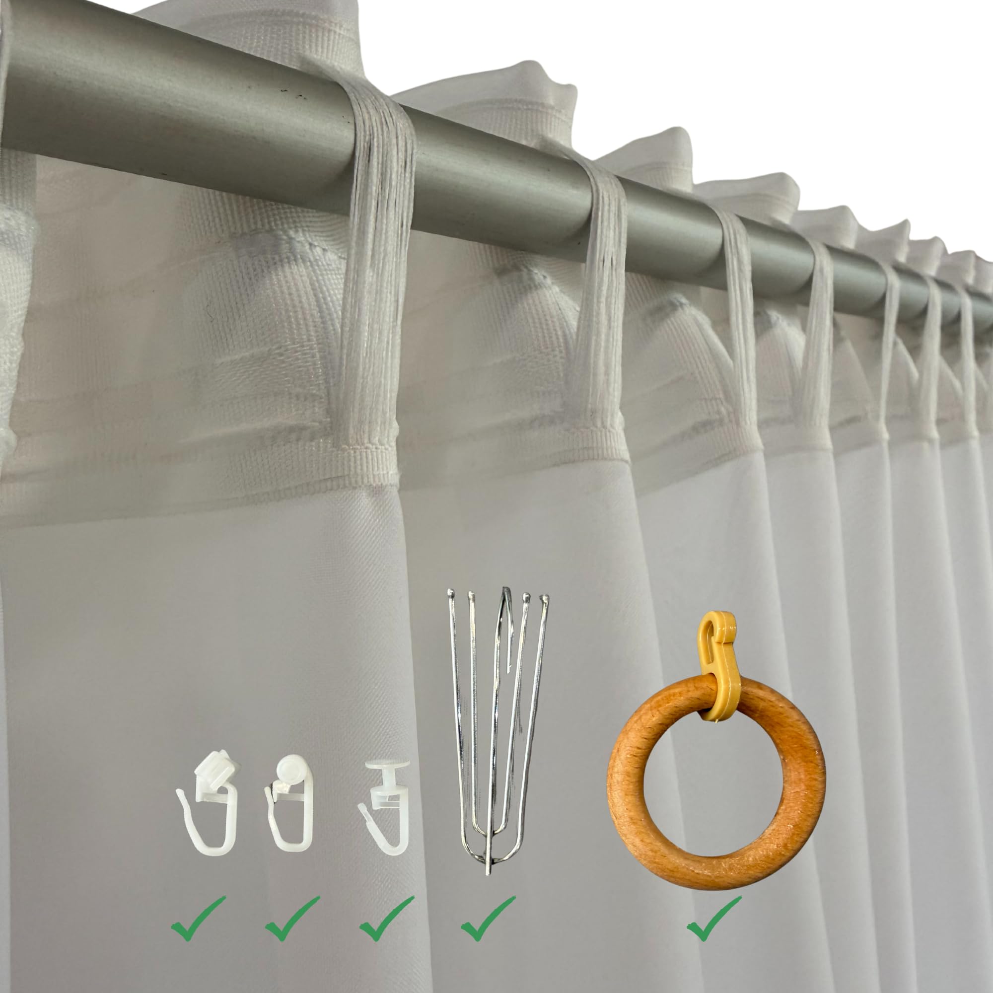 Voile & Leinenoptik Gardinen Weiß mit Multifunktionsband für Schiene & Stange, Transparente Vorhänge mit Bleiband, Viele Größen, Universeller Store für alle Räume (Weiß, 230 x 200 (HxB), Voile)
