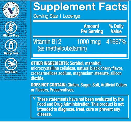 Miniatura 2 de The Vitamin Shoppe Vitamina B12 1,000MCG - Producción de energía, sistema nervioso y apoyo de glóbulos rojos, vitamina B diaria