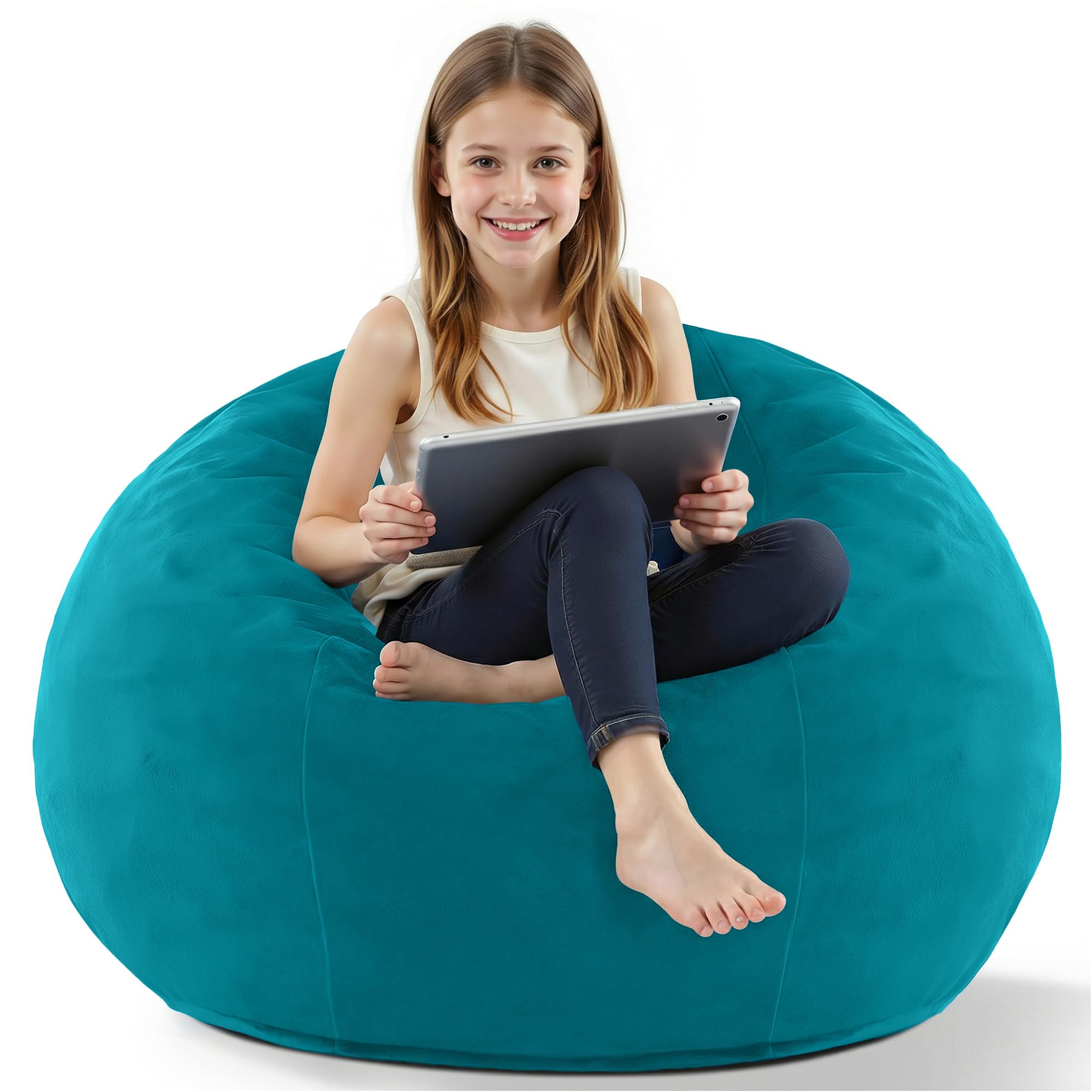 HABUTWAY 2FT Bean Bag Chair, 2' Beanbags Small Bean Bag Chairs with Filling, Teardrop Bean Bag Chair Luxurious Velvet Ultra Soft Fur with Removable