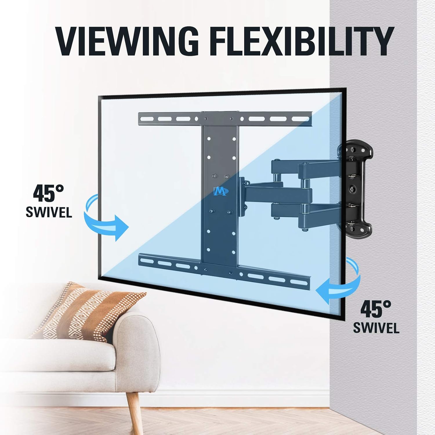 Top Brands Mounting Dream TV Mount Designed for LG - Full Motion TV Wall Mount Bracket for 26-55 Inch Flat Screen TVs, Swivel Articulating Dual 6 Arms Bear up to 99 LBS and VESA 400x400mm MD2381