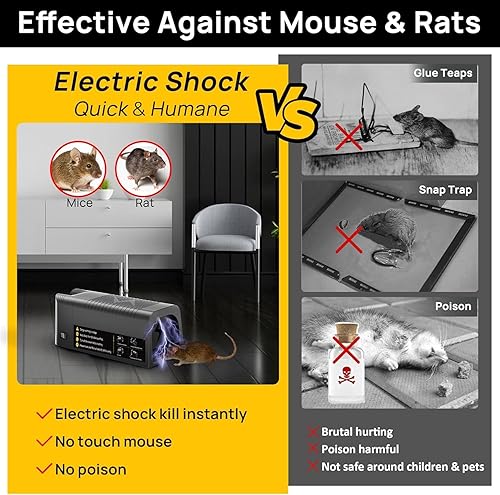 Miniatura 2 de Zapador Eléctrico para Ratas Zapador Eléctrico para Ratones Paquete de 2 Trampa Electrónica para Ratones Asesino Efectivo de Roedores con Voltaje