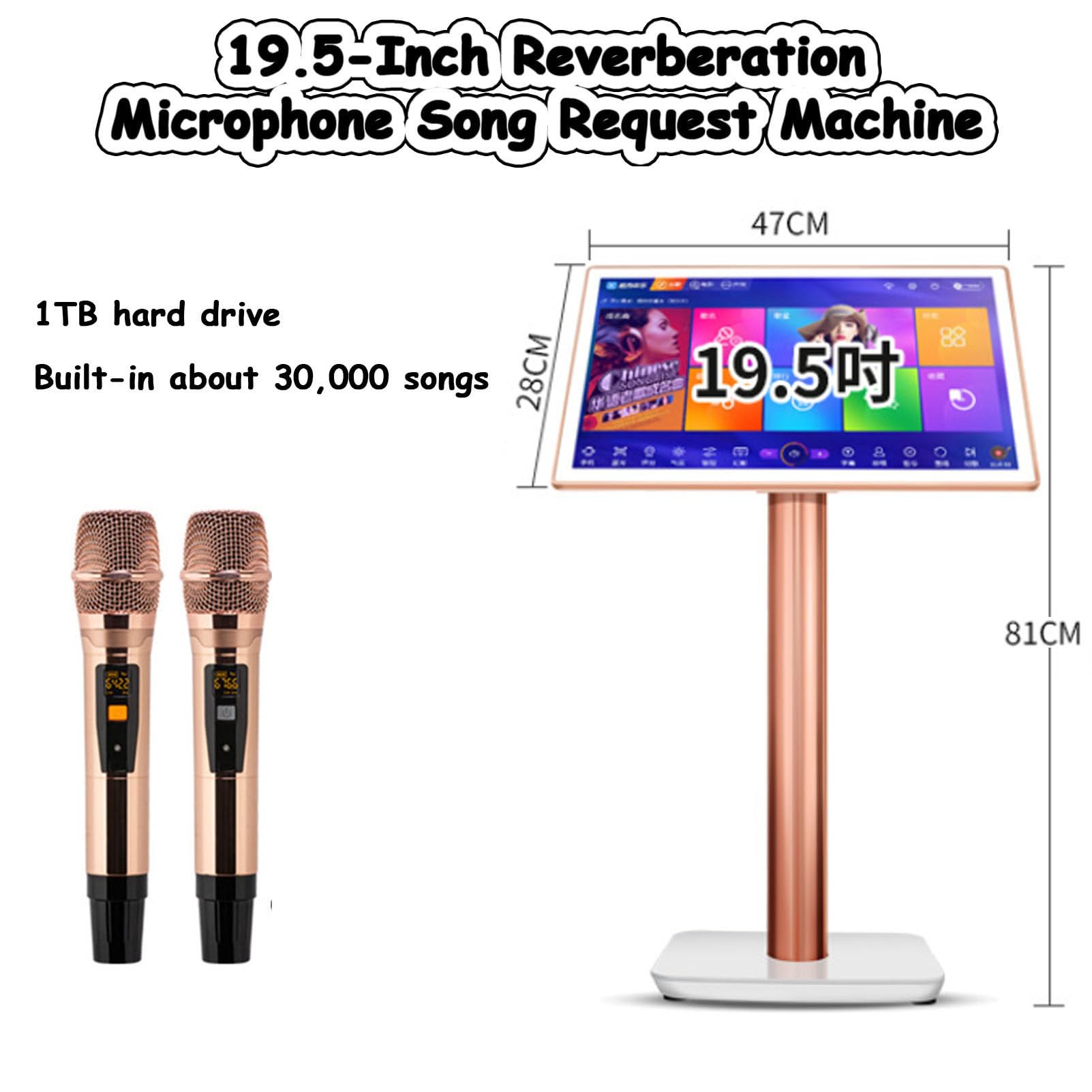 Macchina Karaoke con microfono wireless, touch screen, funzione di download cloud, riproduzione di film e TV online per feste a casa
