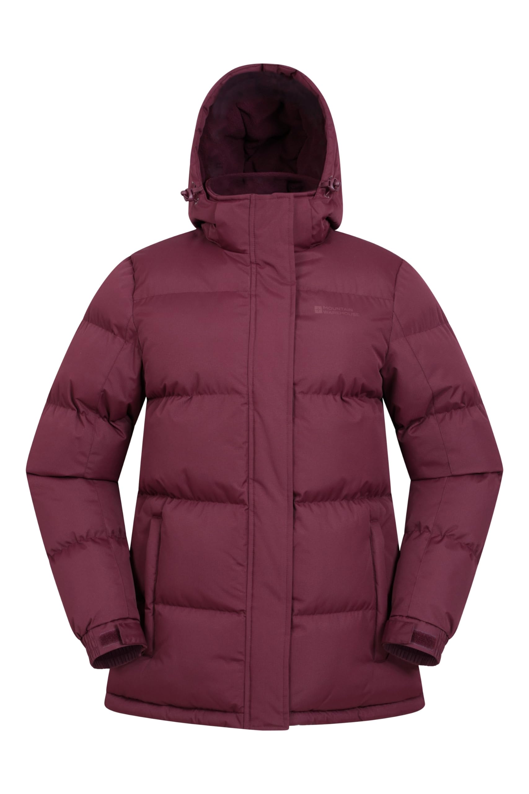 Mountain Warehouse Women's Burgundy Snow Padded Jacket - Warm Water-Resistant Full-Zip Puffer Coat With Microfibre Insulation - Best For Spring Summer, Outdoors & Hiking Size 16