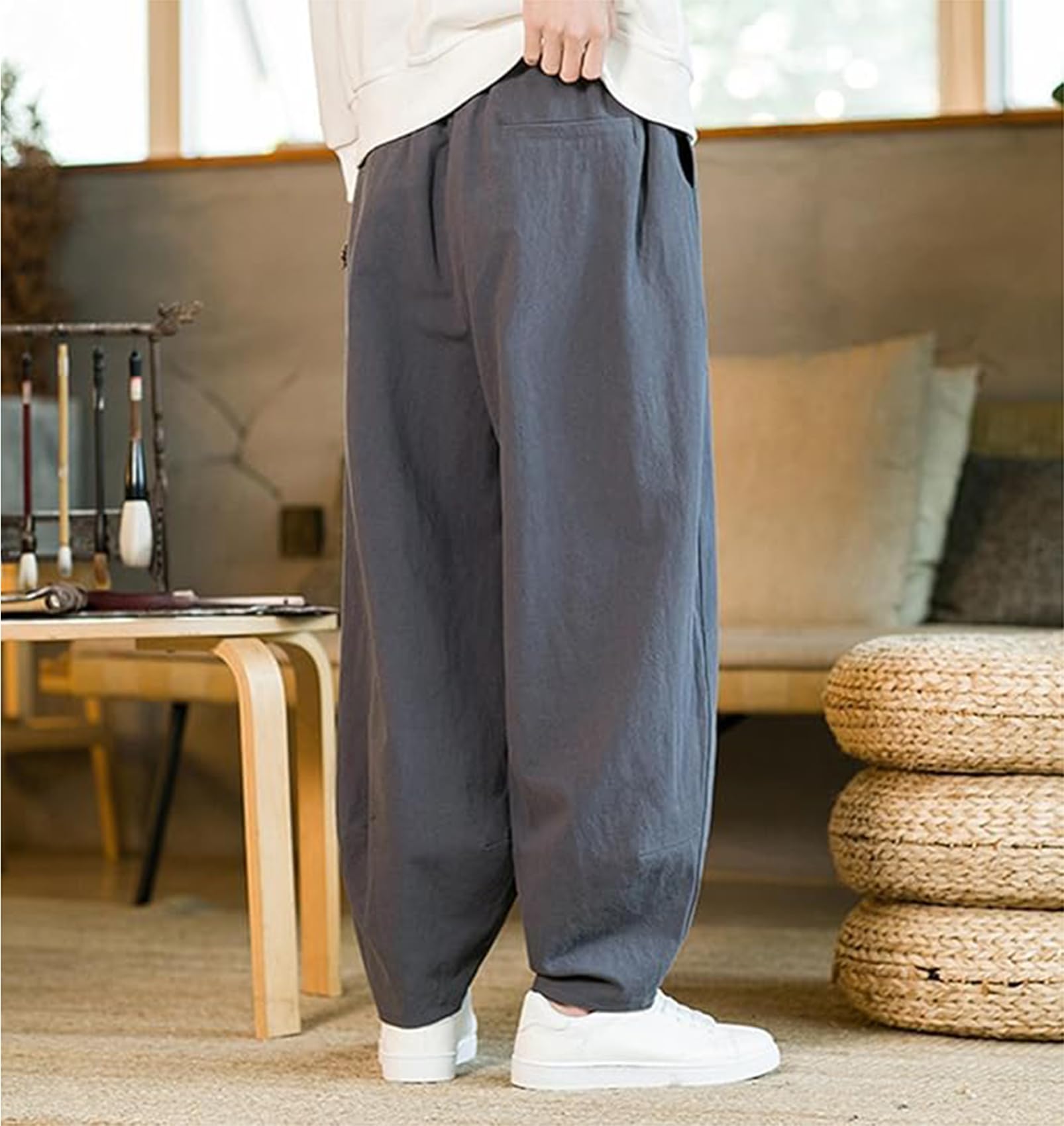 Generico Pantaloni Tai Chi Comodo Pantaloni da Allenamento da Uomo e da Donna Kung Fu Uniforme per Arti Marziali Qigong Wing Chun Shaolin Gamba Larga per Il Tuo Esercizio di Tai Chi