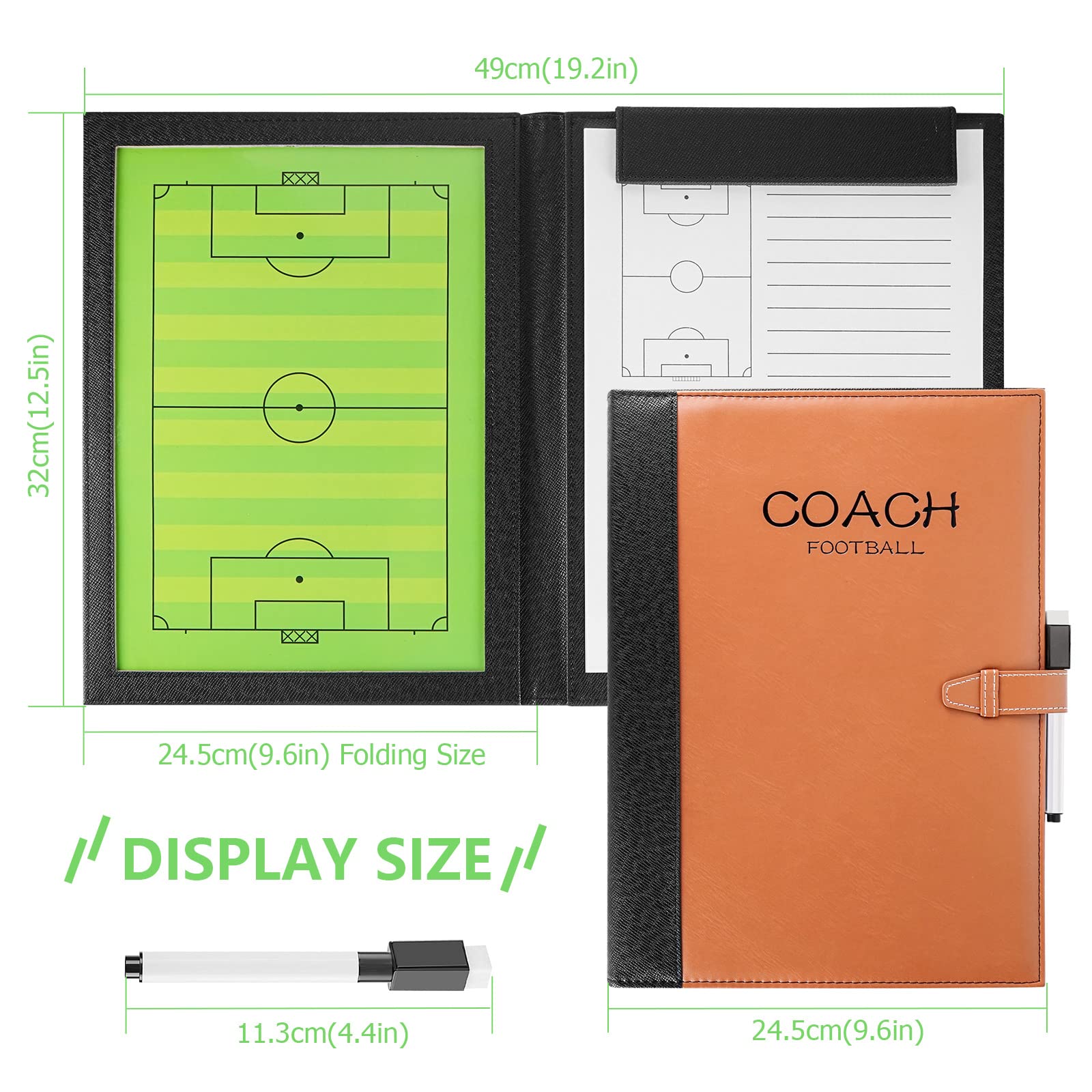 Carpeta Táctica de Fútbol con Imanes, Pizarra Entrenamiento 53x31cm