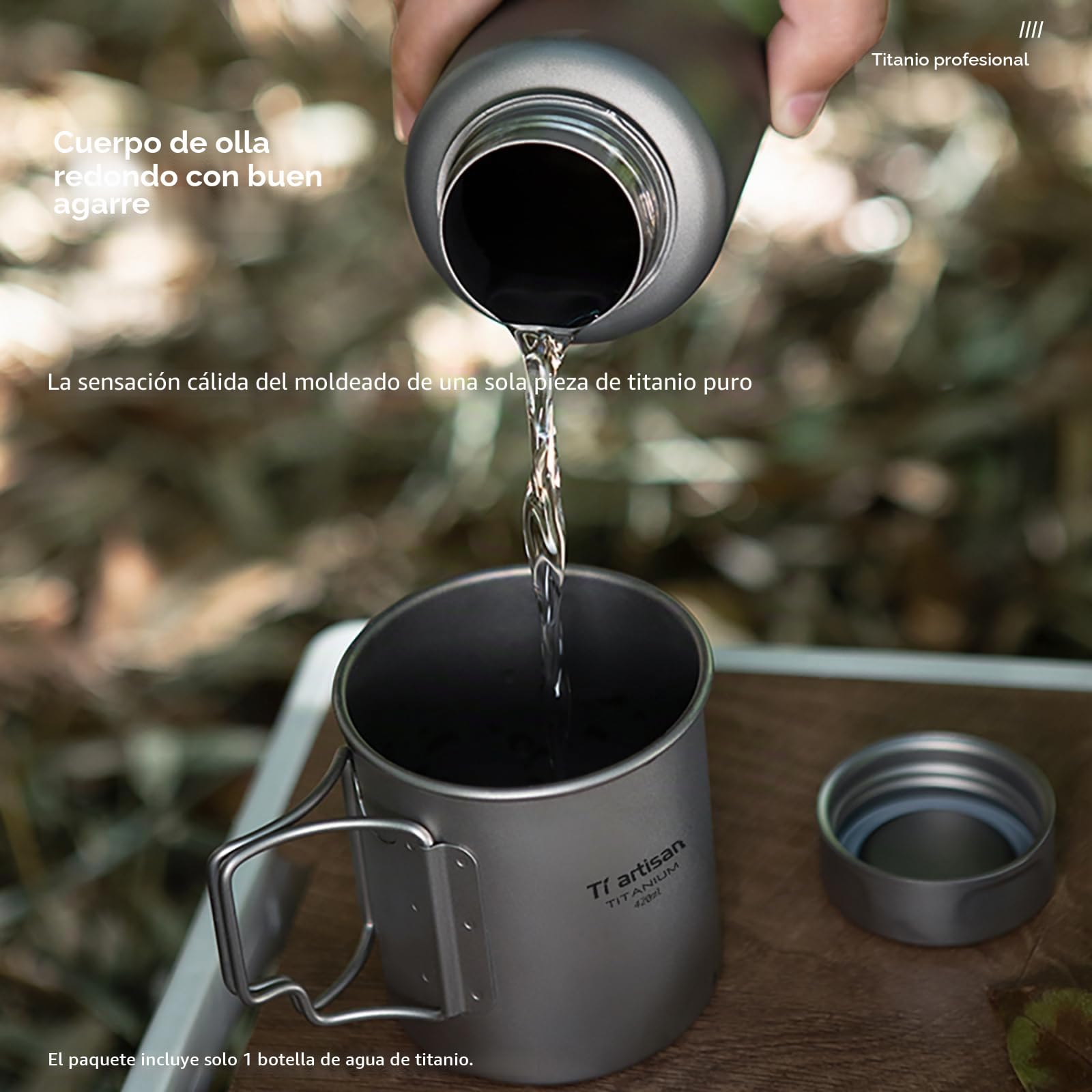 Ti artisan Botella deportiva de titanio de 700 ml, ultraligera, de boca ancha, duradera, a prueba de fugas, para acampar al aire libre, senderismo (23.67 onzas líquidas)