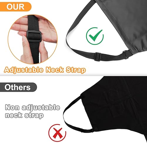 Miniatura 10 de Paquete de 2 delantales de vinilo de goma impermeables de 40 pulgadas, modelo ligero, resistente a productos químicos, delantal de trabajo,