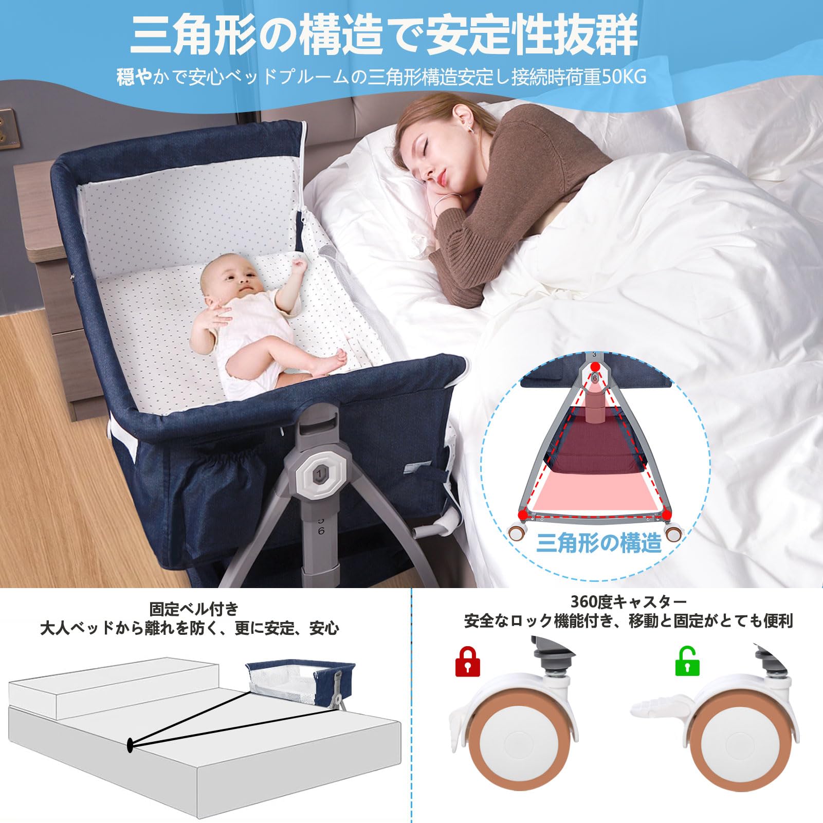 Amazon.co.jp: ベビーベッド 添い寝 折りたたみ 新生児 ベッド