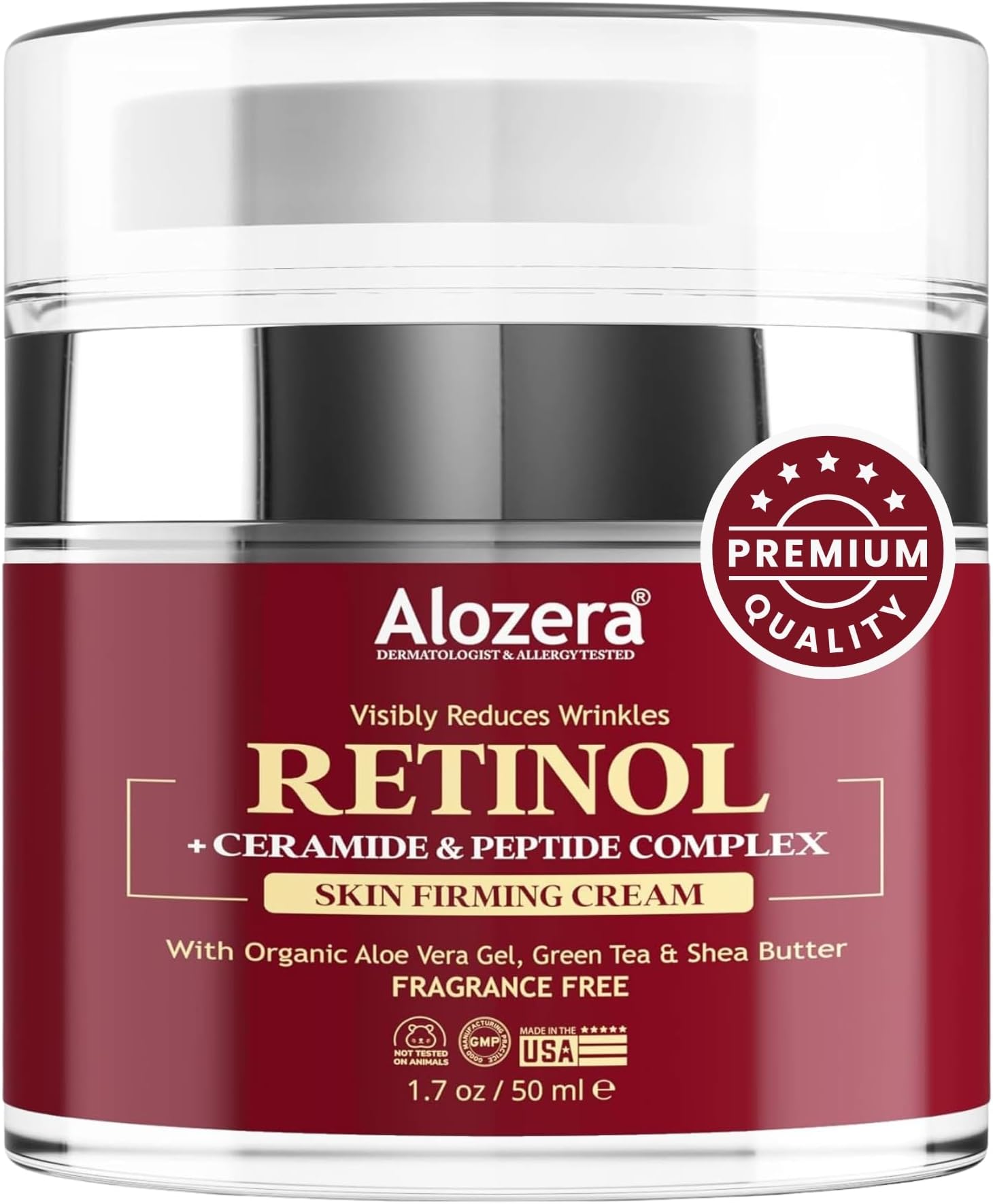 Alozera Retinol Face Cream Reduce Wrinkles, Fine Lines, Dullness and Pores