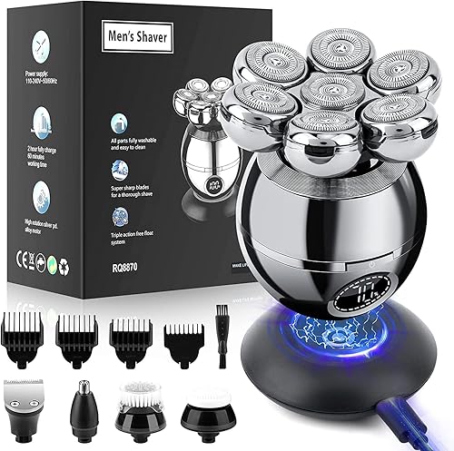 Wjiang - Afeitadoras de cabeza para hombres calvos, afeitadora eléctrica 6 en 1 para hombre, afeitadora eléctrica en seco húmedo y seco,