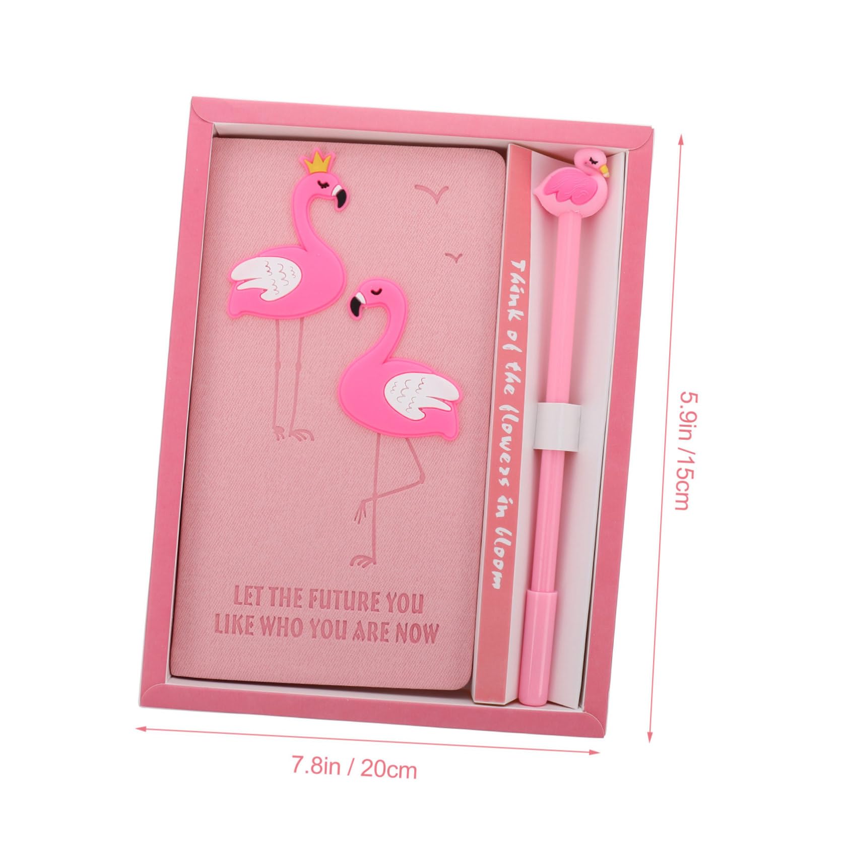 HOMSFOU Pink Flamingo Diary Notebook Cartoon Notepad for Women Travel Journal Pen Set