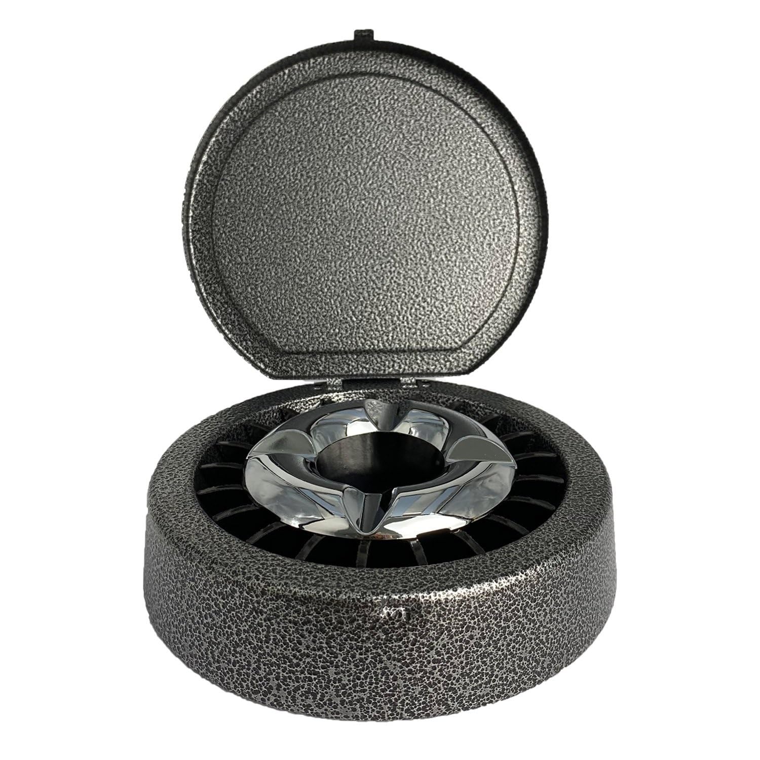 Aschenbecher Rauchfrei Windaschenbecher mit Deckel Chrom 13cm
