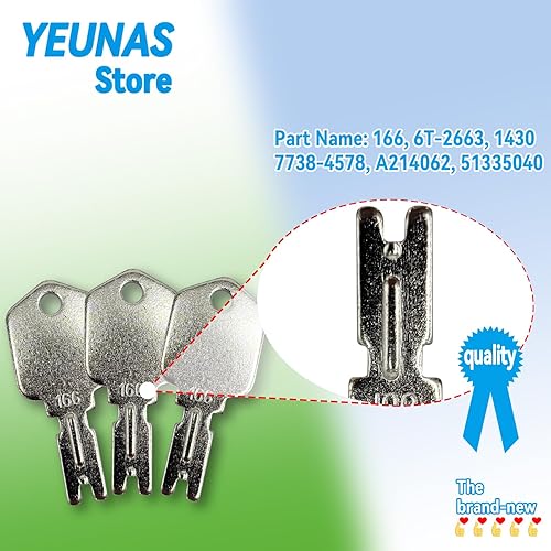 Miniatura 2 de 166 llaves de encendido de carretilla elevadora de repuesto para Clark Yale Hyster Komatsu Gehl Crown Hyster Forklift Equipo pesado (paquete de 3)