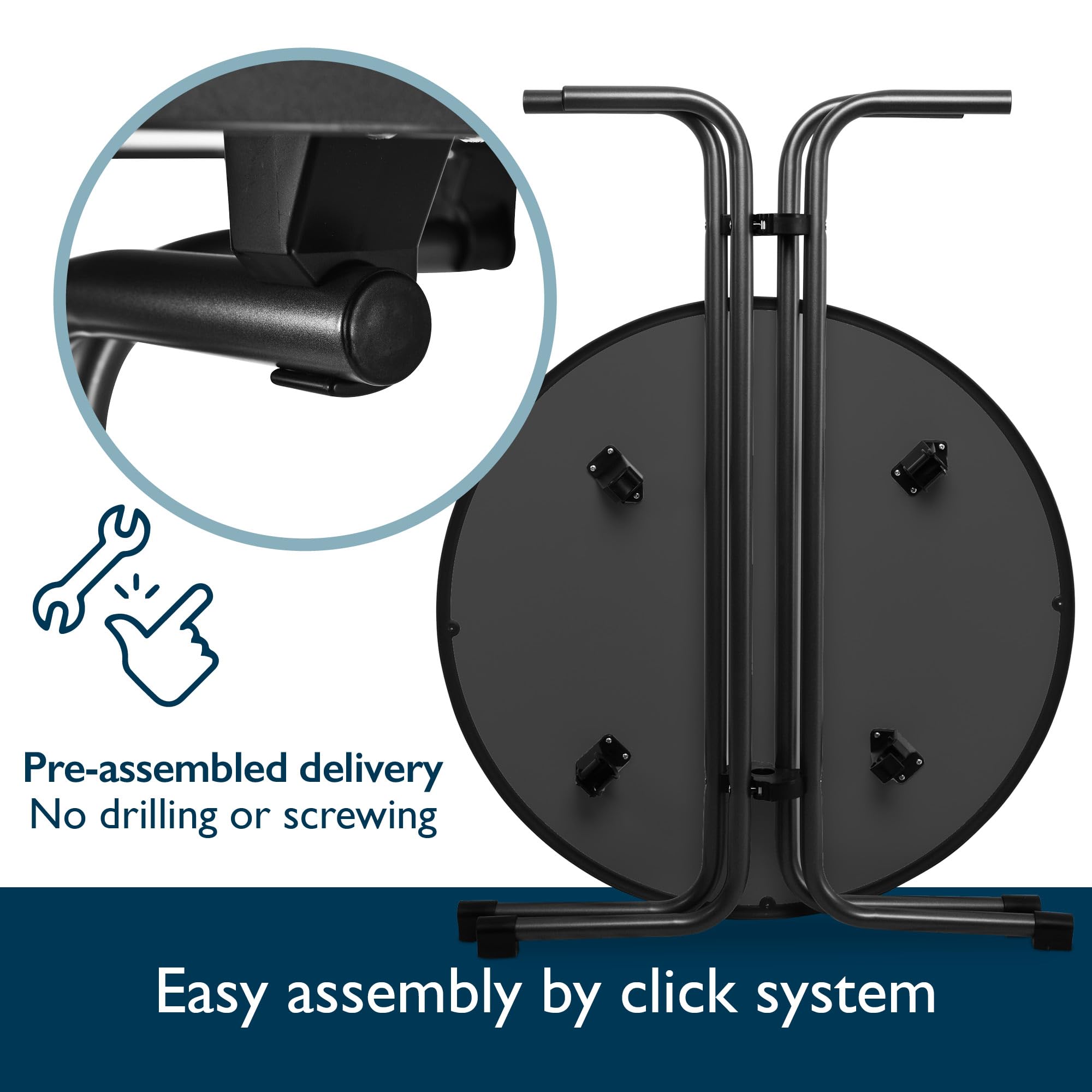 Tavolo Alto Pieghevole Bellini Ø60cm Grigio - Per Bar, Bistrot E Esterno Con Piede Regolabile - Foto 2