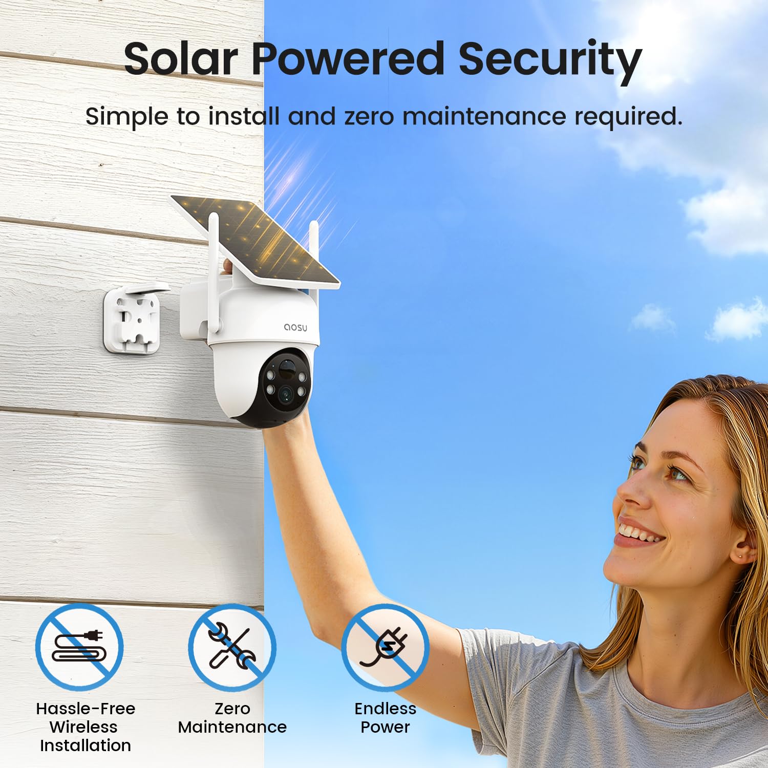 aosu Security Cameras Wireless Outdoor, 6-Cam Kit, No Subscription, Homebase Expandable to 1TB (32GB Built-in), 5MP Solar Camera Wireless Outdoor, 360° Pan & Tilt, Human Auto Tracking, Easy Setup