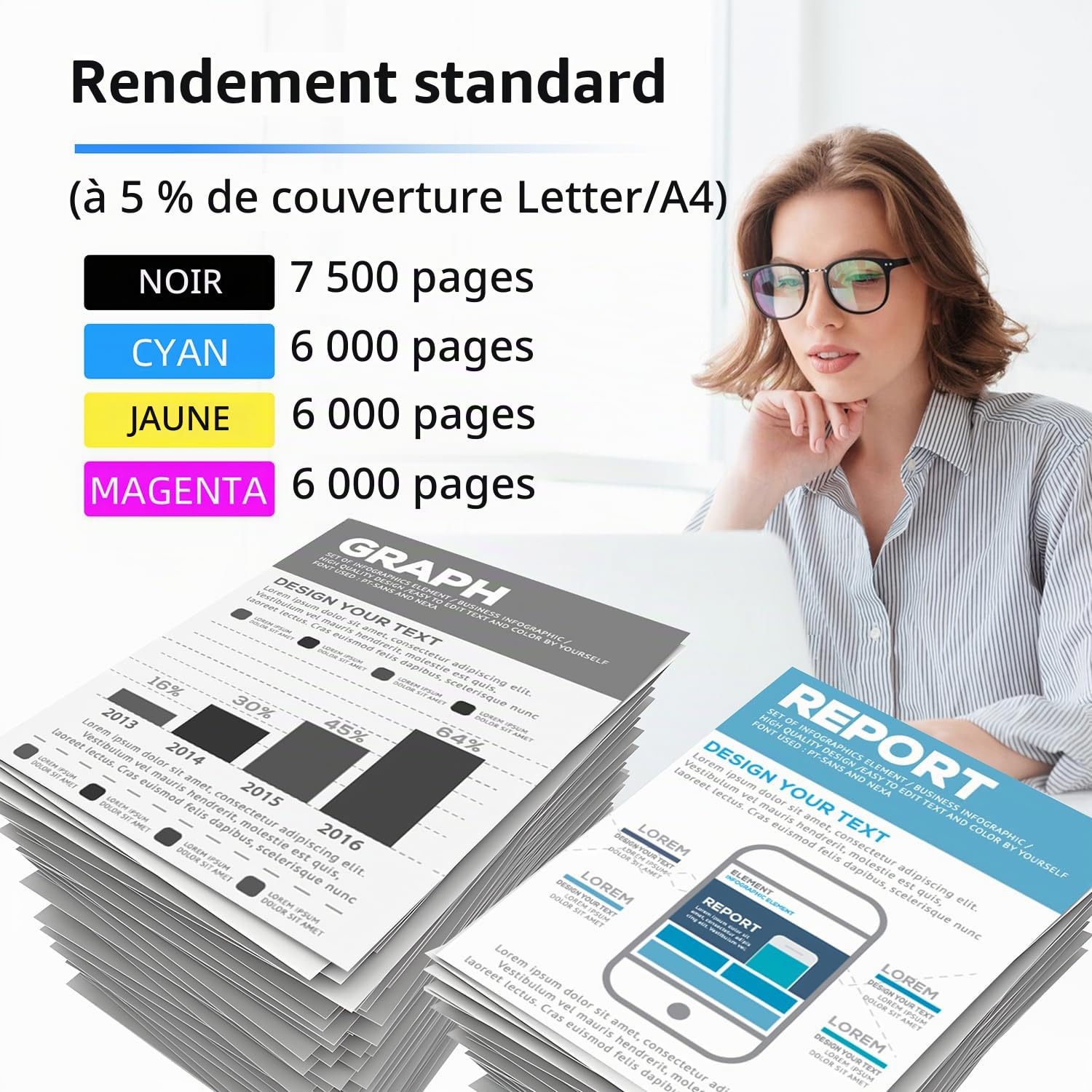 Cartouches de toner 415X, lot de 4 (avec puce) Compatibles avec les modèles 415X W2030X, 415A W2030A, pour Laser Jet Pro MFP M479fdw M479fnw M479fdn M479dw M454dn M454dw(noir, cyan, jaune, magenta)