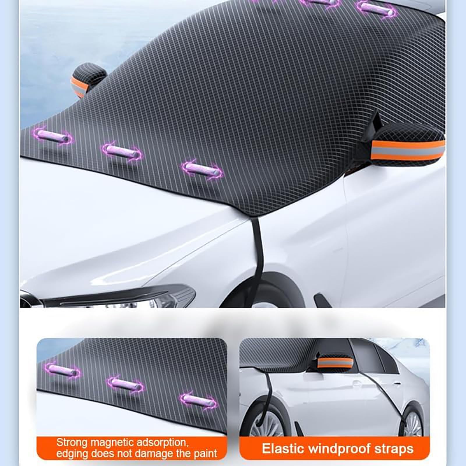 Pokrowiec na przednią szybę samochodu dla Renault Clio Hatchback 2019 2020 2021 2022 2023 2024+, składana zimowa przednia osłona samochodu promienie UV ochrona przed lodem ochrona przed śniegiem