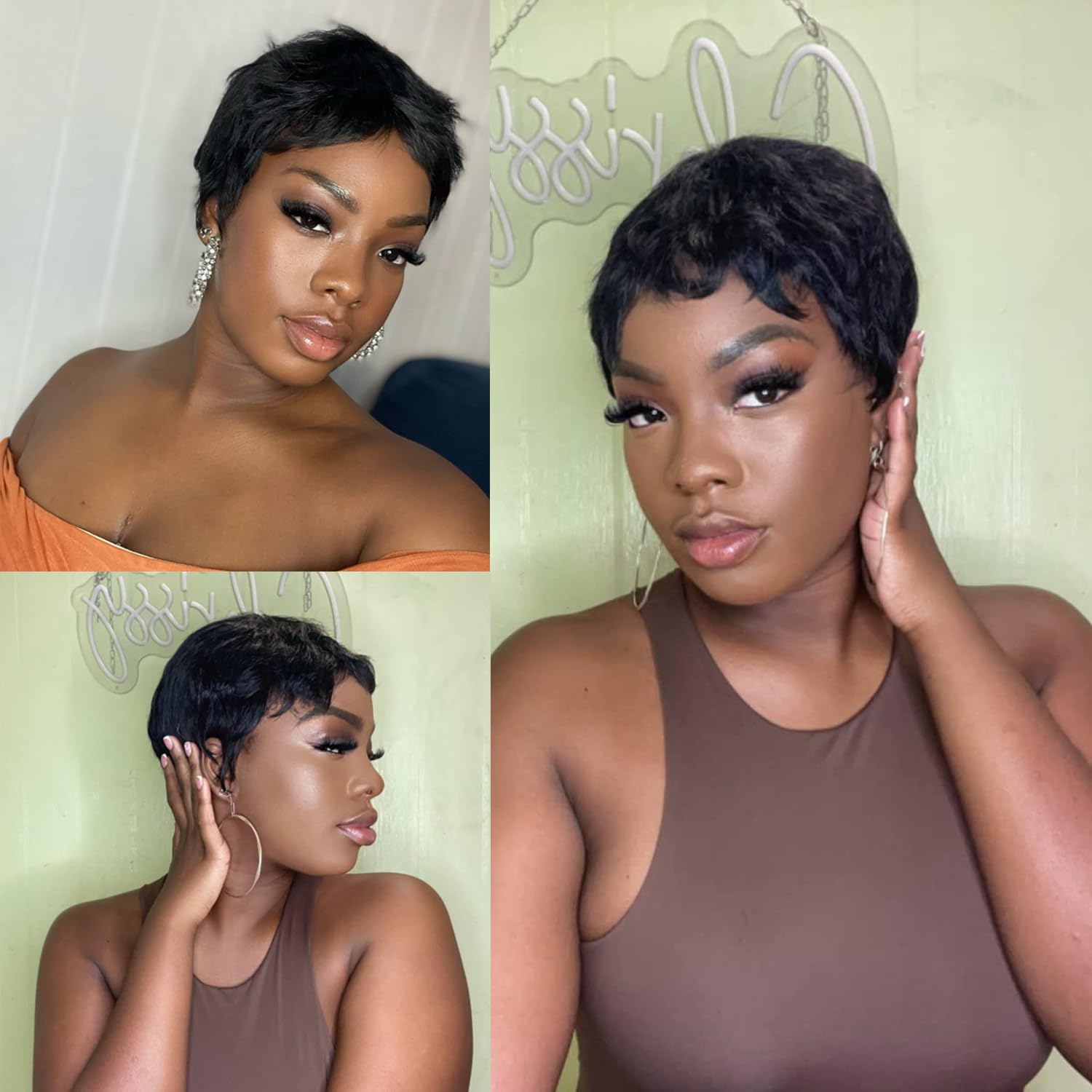 Short Pixie Cut Wigs for Black Women Synthetic Cute Pixie