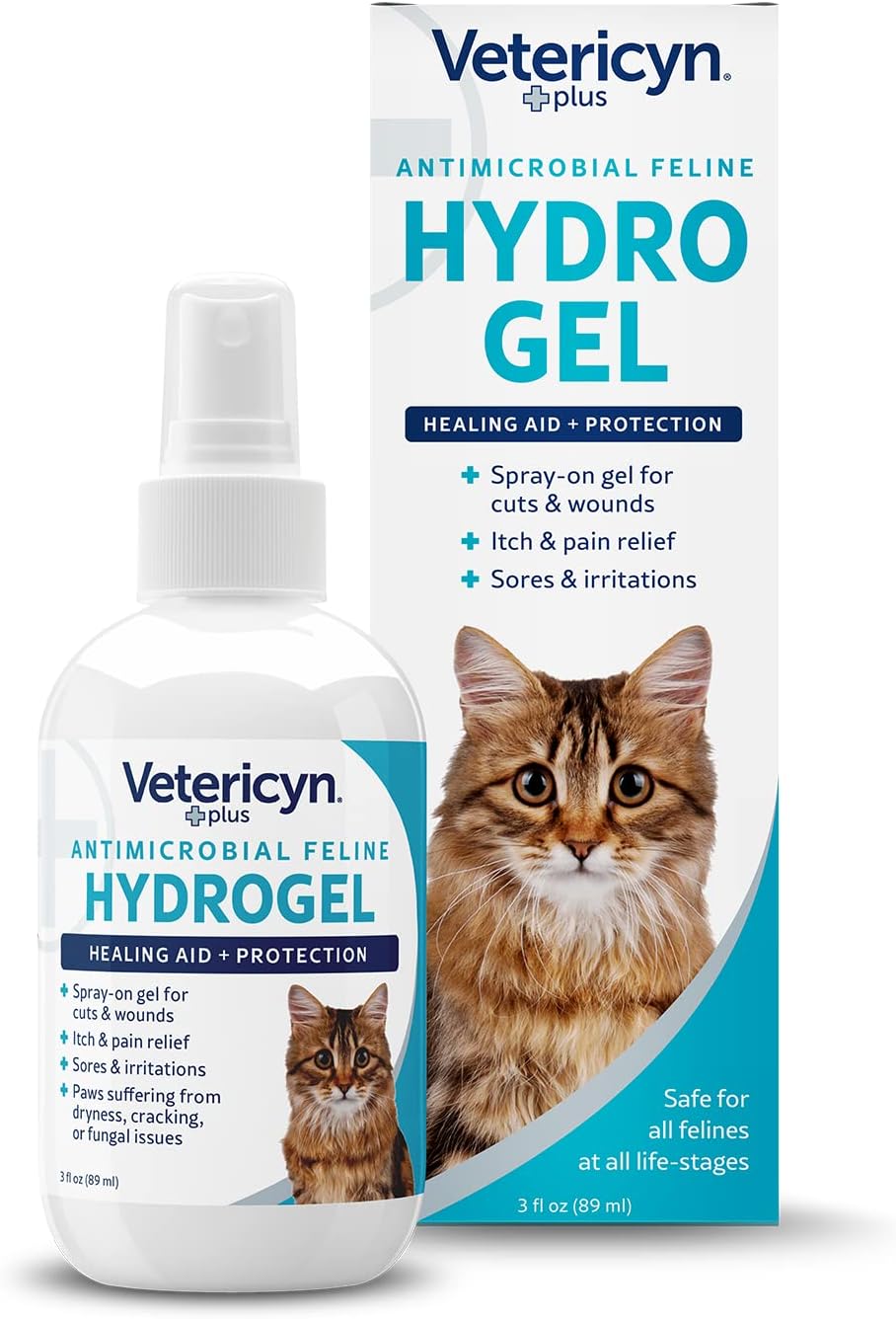 Plus Cat Wound Care Hydrogel Spray | Feline Healing Aid and Wound Protectant, Sprayable Gel to Relieve Cat Itchy Skin. 3 ounces