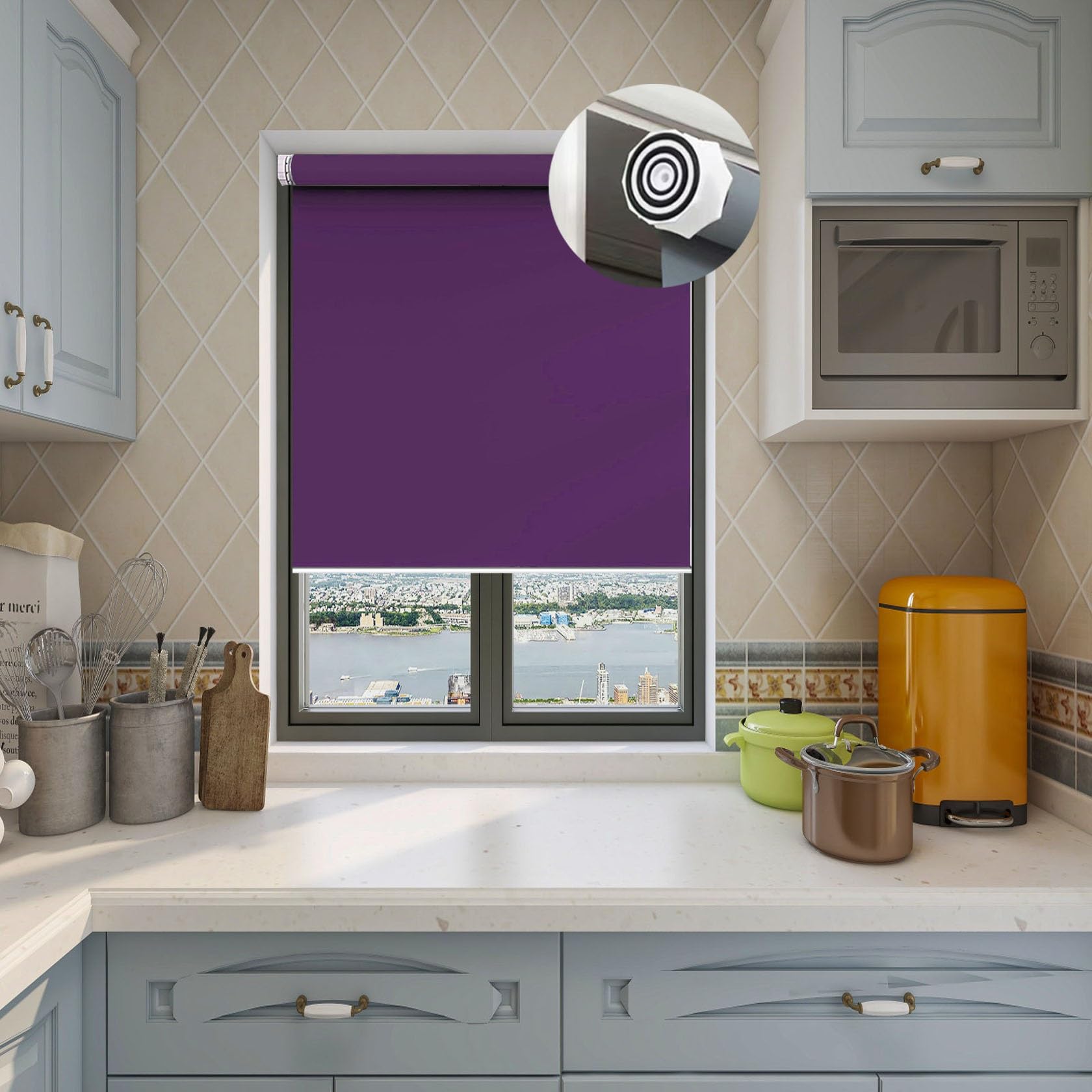 Window Blind 120 x 60 cm Thermal Insulated UV Protection, Sunshade Privacy Screen Made to Measure for Any Window, Loft, Purple — image 1