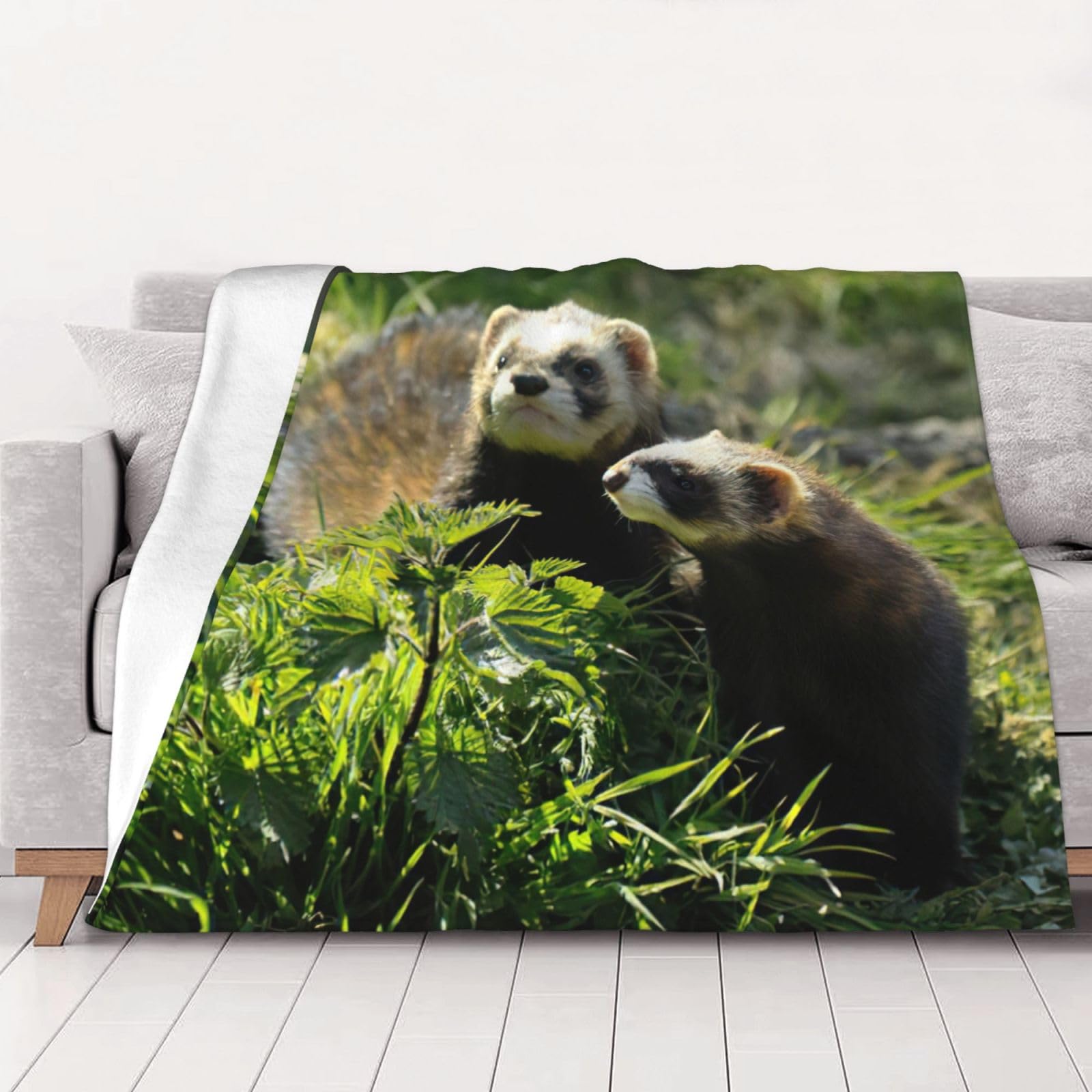 Couverture furet sauvage plaid flanelle douce pour lit canapé