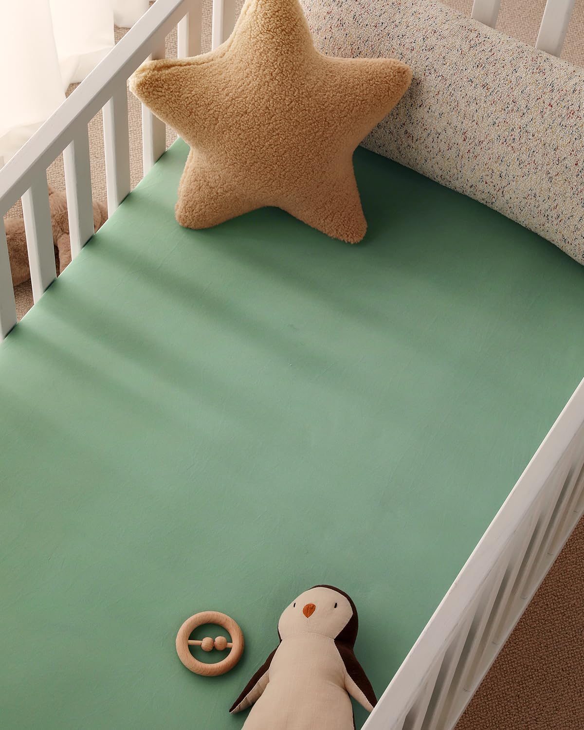 Yoofoss Baby Crib Sheets 2 Pack for Boys and Girls - 52x28 Fitted Crib Sheet Neutral Fits for Standard Crib and Toddler Mattress, Ultra Soft Breathable Microfiber Green Flower - Image 7