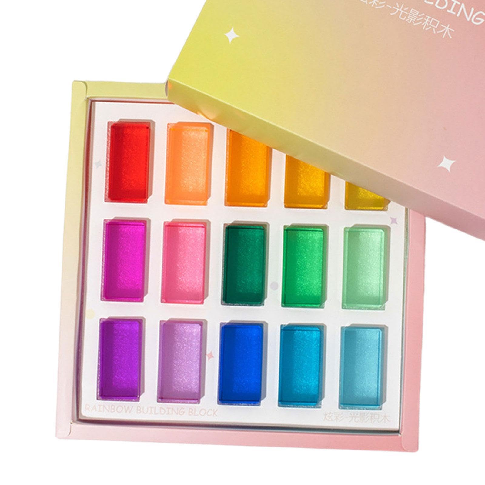 Bloques de construcción apilables de Colores para niños: Cubos arcoíris educativos para desarrollar la Creatividad y la motricidad Fina. Juguete , 15 Piezas