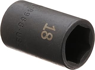 SK Hand Tool 8988 6 Point 3/8-Inch Drive Semi-Deep Impact Socket, 18mm