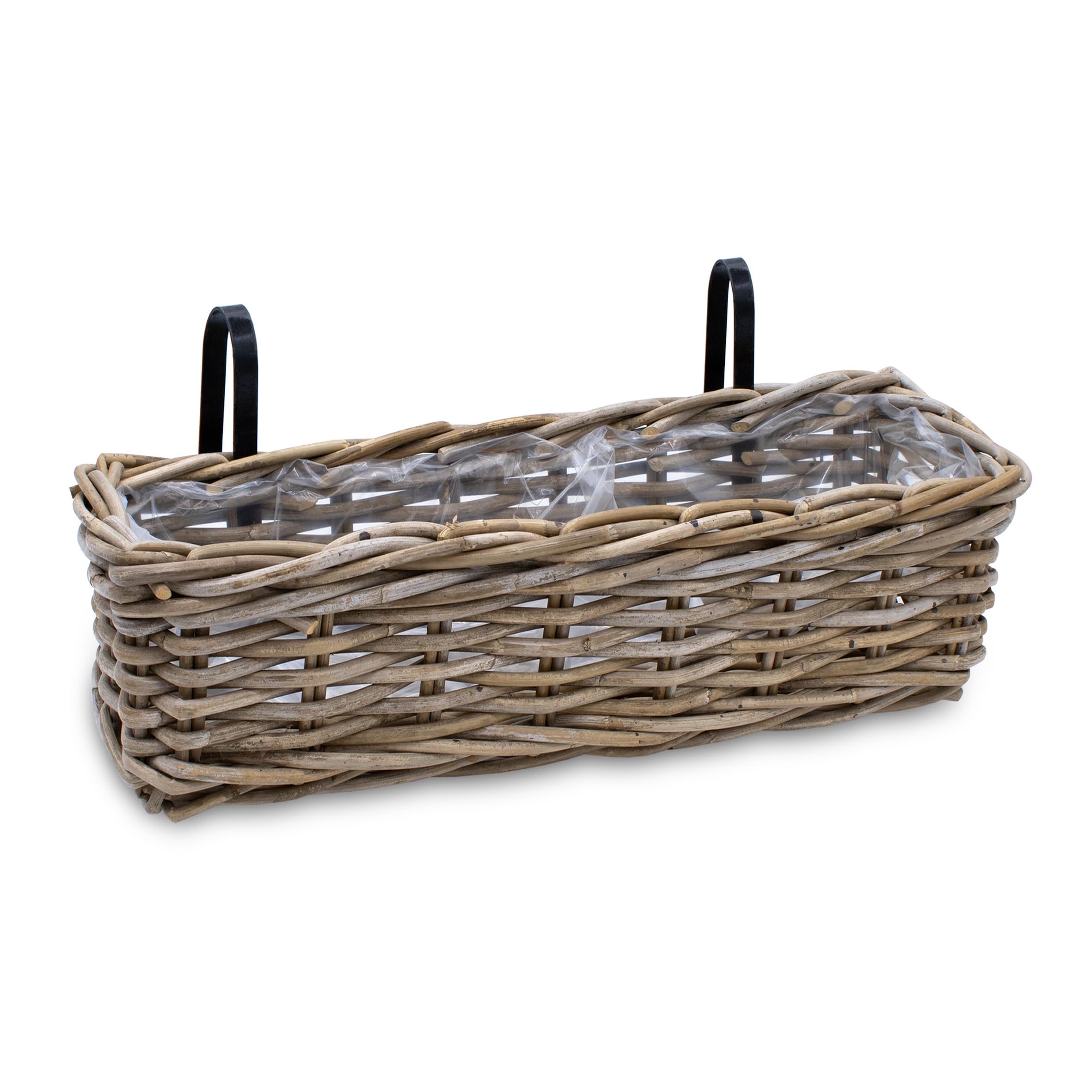 Spetebo Balkonkasten Natur - 44 x 17 cm - Weide Pflanzkorb mit Halterung