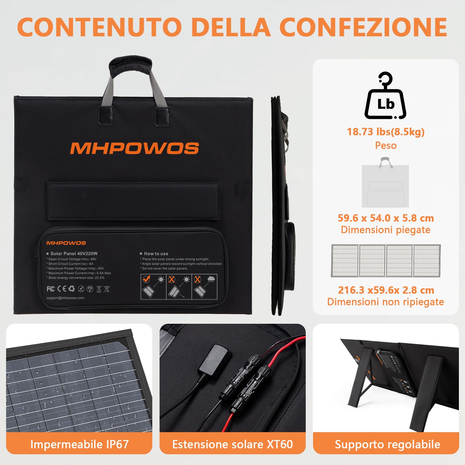 Panello Solare Foldable 220W - Backup Portatile - Dettaglio