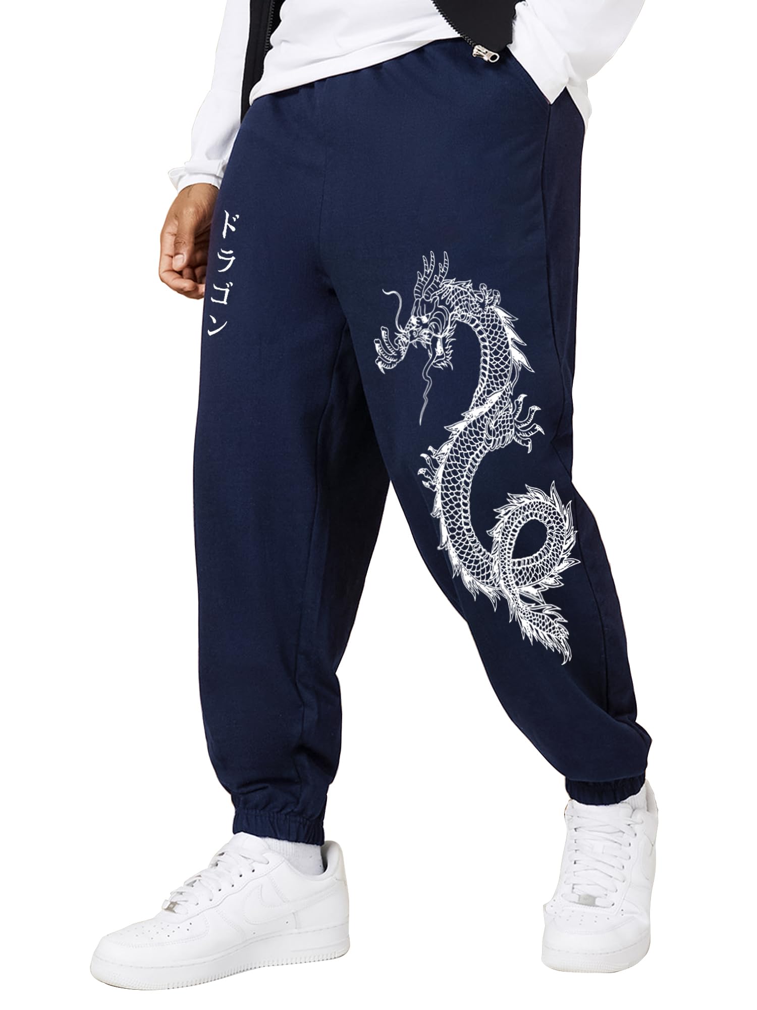 Jump Cuts Mens Printed Black and White Cottonblend Boxy Fit Jogger