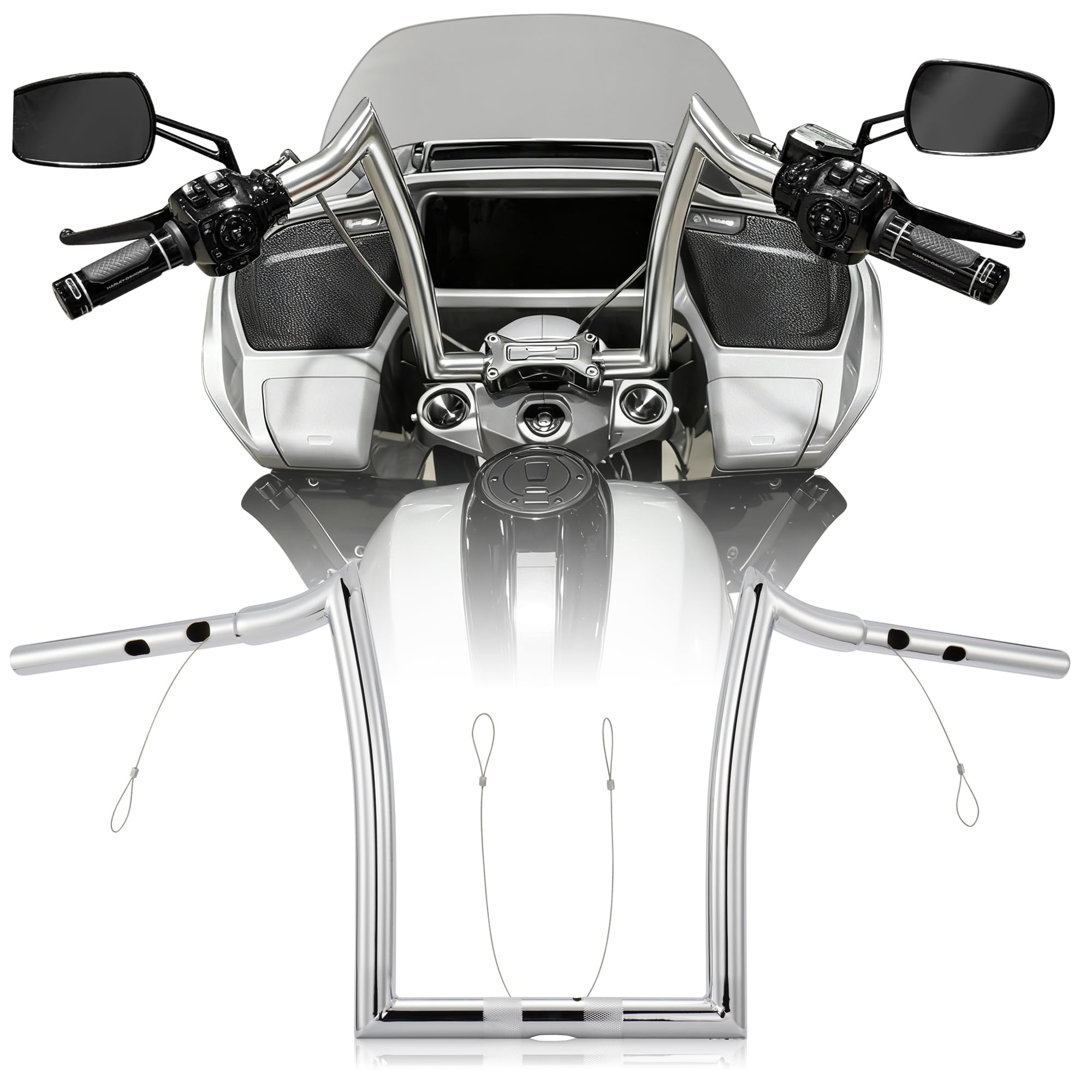Photo 1 of 1 1/4 Inch Road Glide Handlebar 14" Rise Meathook Ape Hangers for Harley 2023-later CVO Road Glide FLTRXSE & 2024-later FLTRX & 2024-later FLTR Models, Chrome