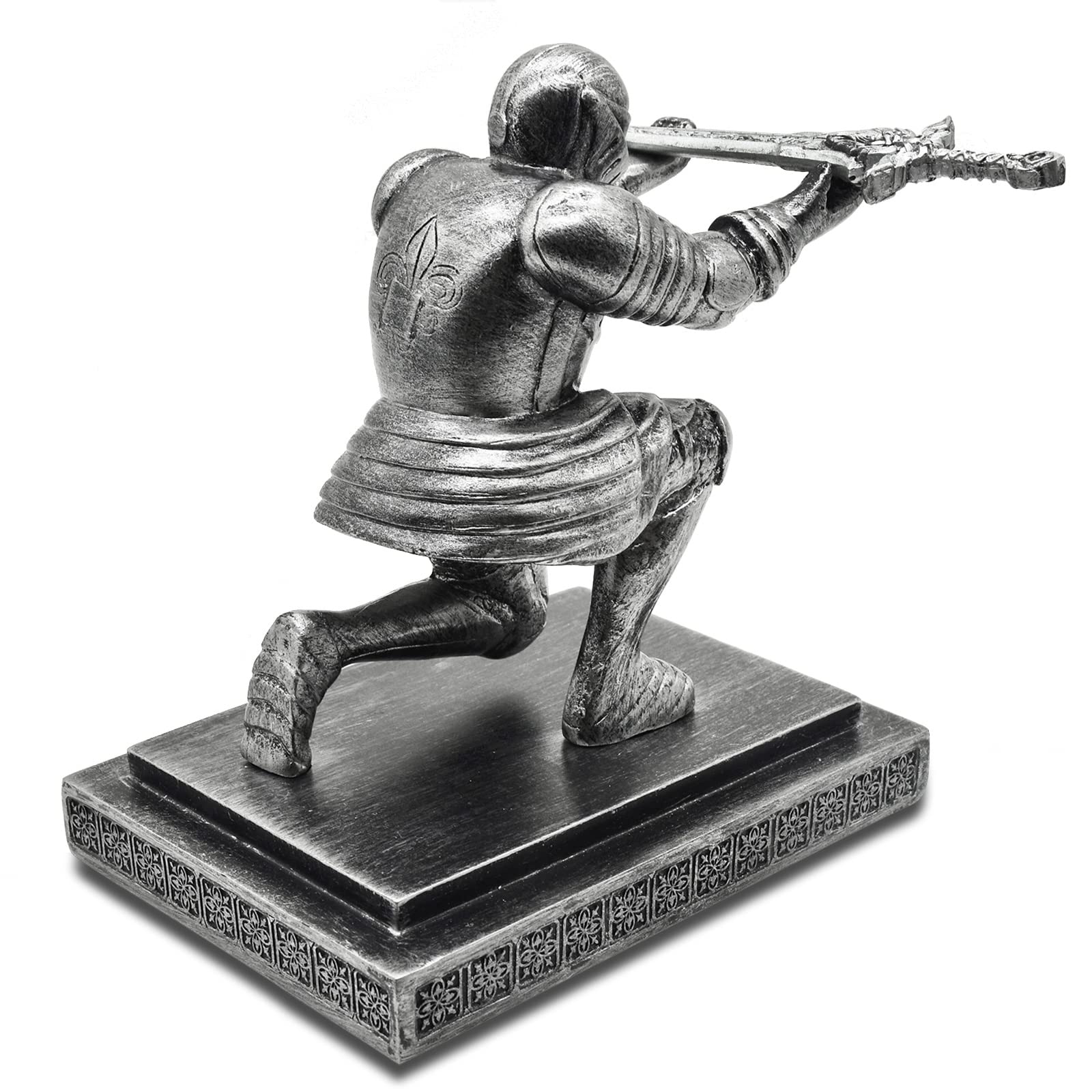 Miyolo Knight Pen Holder with a Sword Kneeling Medieval Soldier Pencil Stand Desk Organizers Fancy Cool Office Home Tabletop Decor for Men Father Husband: Bronze