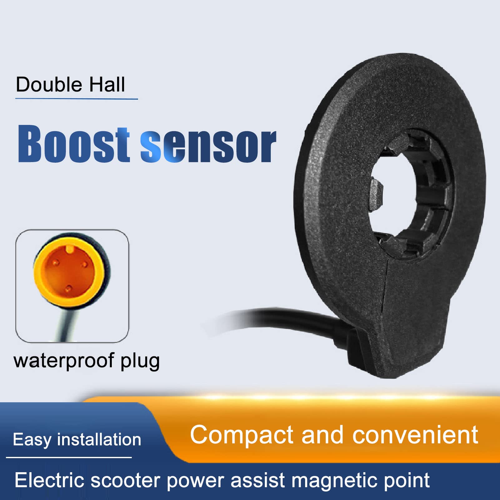 RiToEasysports Elektrofahrrad-Pedal, Assist-Sensor, Rutschfester Doppel-Hall-Sensor für Elektrofahrräder mit Wasserdichter Schnittstelle, 36 V, 48 V
