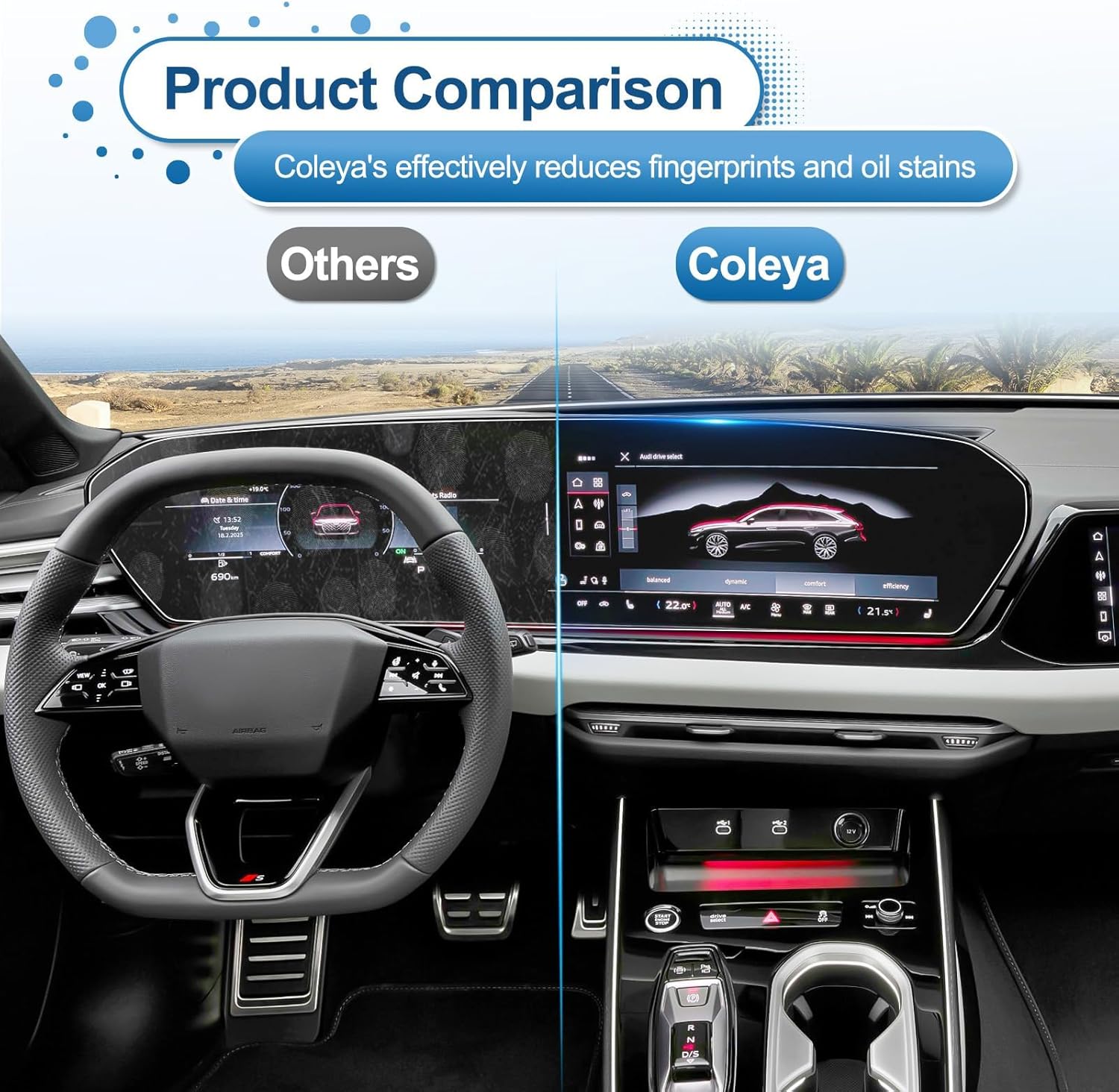 2025 2026 A5/A6/Q5/Q6 e-tron Screen Protector, for Audi (14.5In Navi+11.9In Dash) (Premium, Premium Plus, Prestige), 9H Tempered Glass 2026 A5/A6/Q5/Q6 Accessories Anti-Scratch&HD Transparent