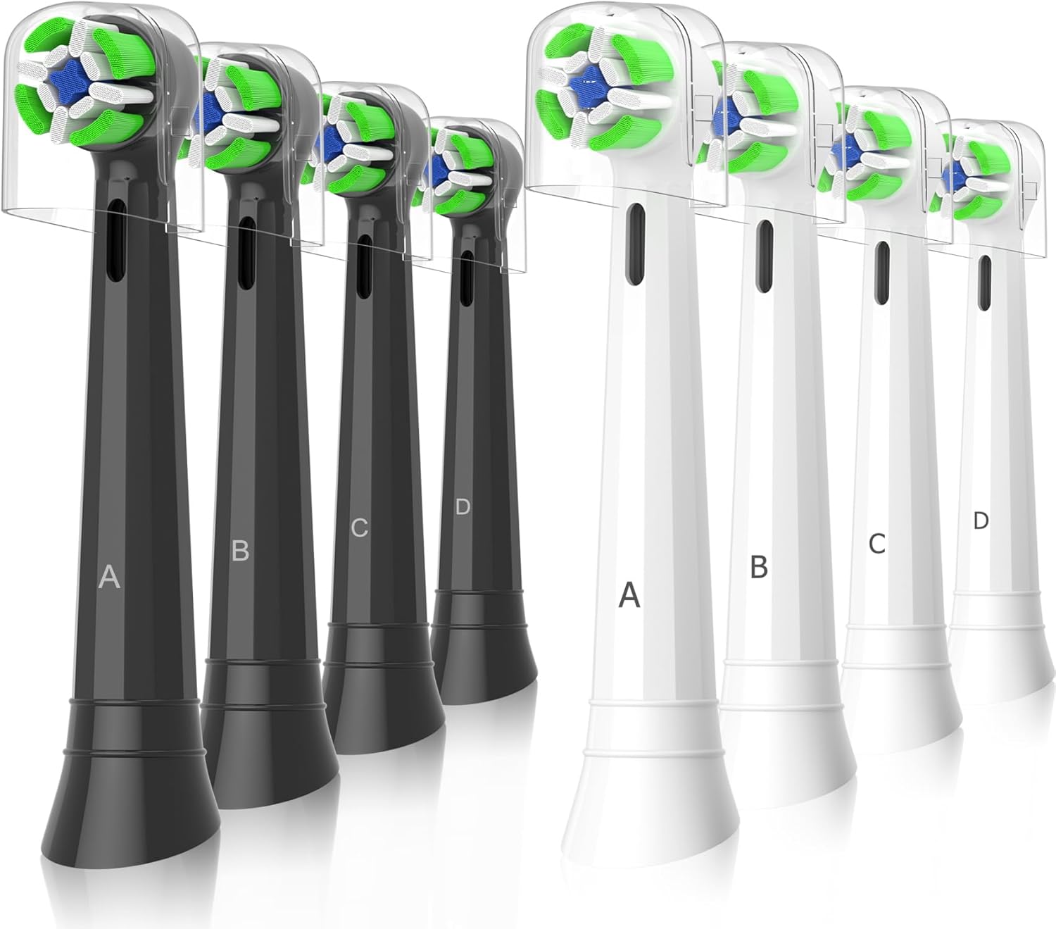iO Replacement Heads Compatible with Oral B iO Electric Toothbrush, Soft Toothbrush Head for Oral b iO 2 3 4 5 6 7 8 9 10, 8 Pack (Black+White)