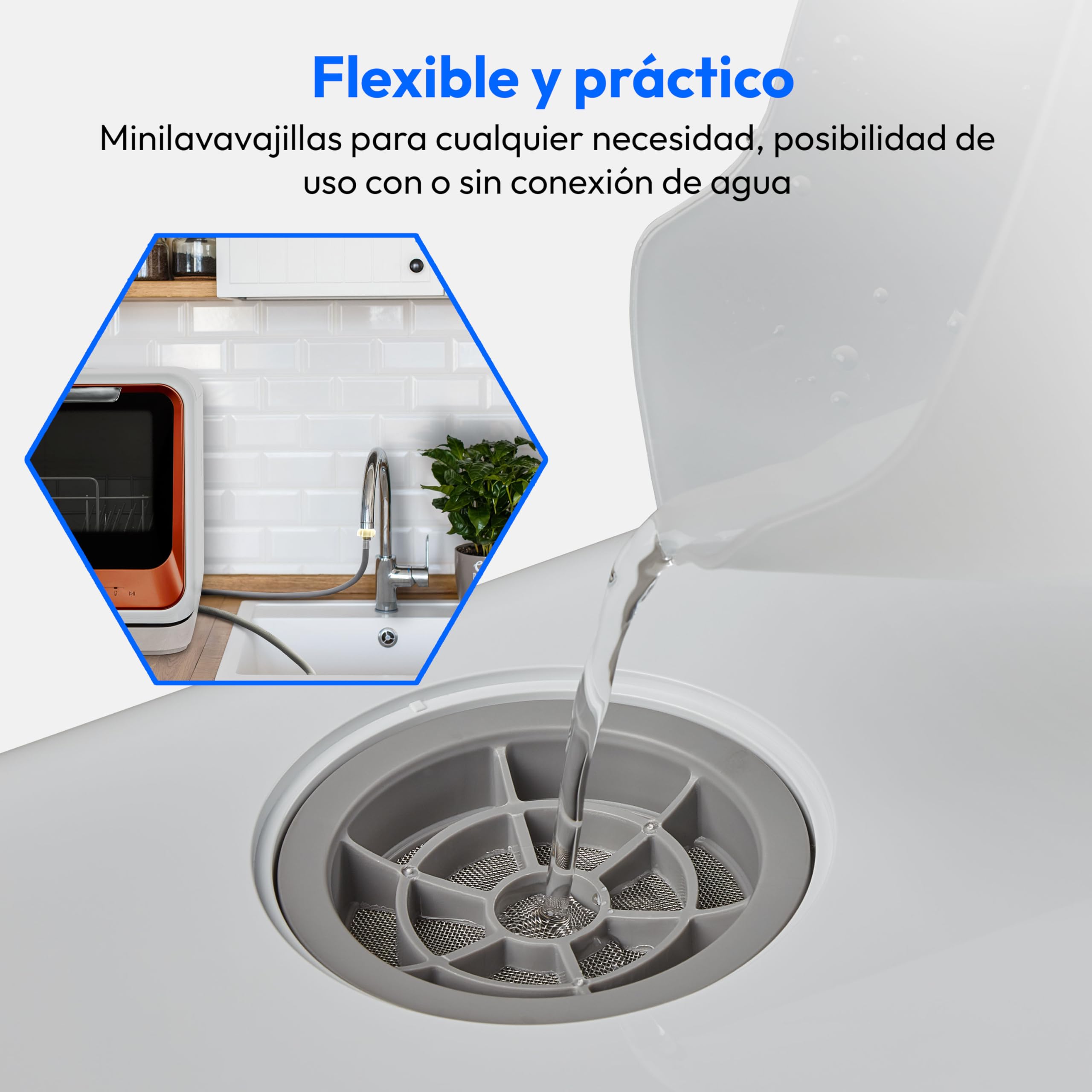 MEDION Mini Lavavajillas DWT20 (Lavavajillas de sobremesa, lavavajillas, 2 cubiertos, funciona con/sin toma de agua, 6 programas de limpieza, biberones, preselección de la hora de inicio