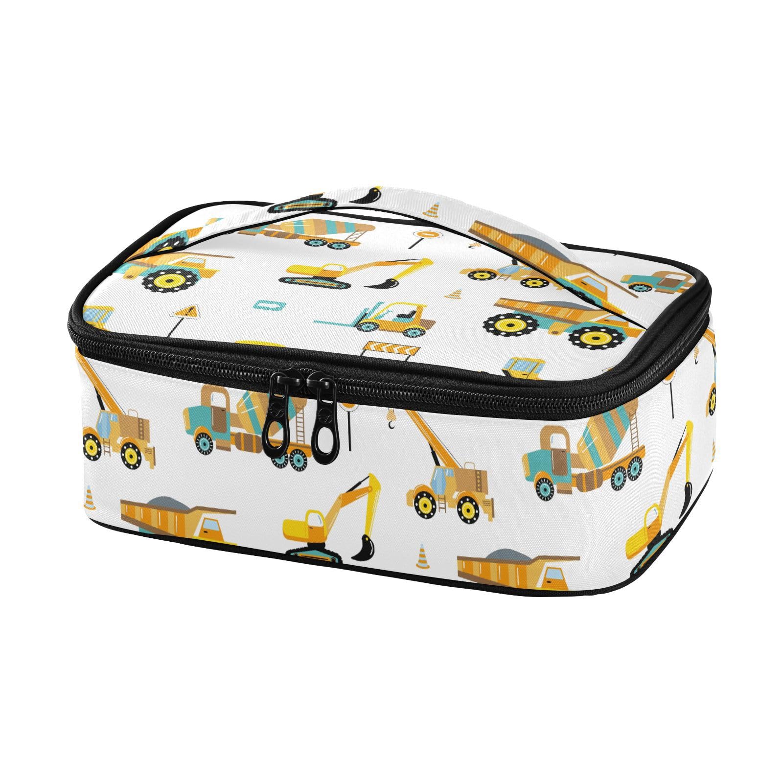 Small Lunch Bag Construction Vehicles Truck Cars Insulated Mini Lunch Box for Women Men Kids Thermal Cooler Bags Handle for Picnic Work School