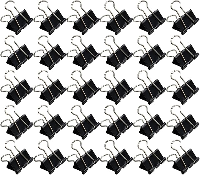 30 Pcs Foldback Clips 25mm Binder Clips Black Paper Clamp