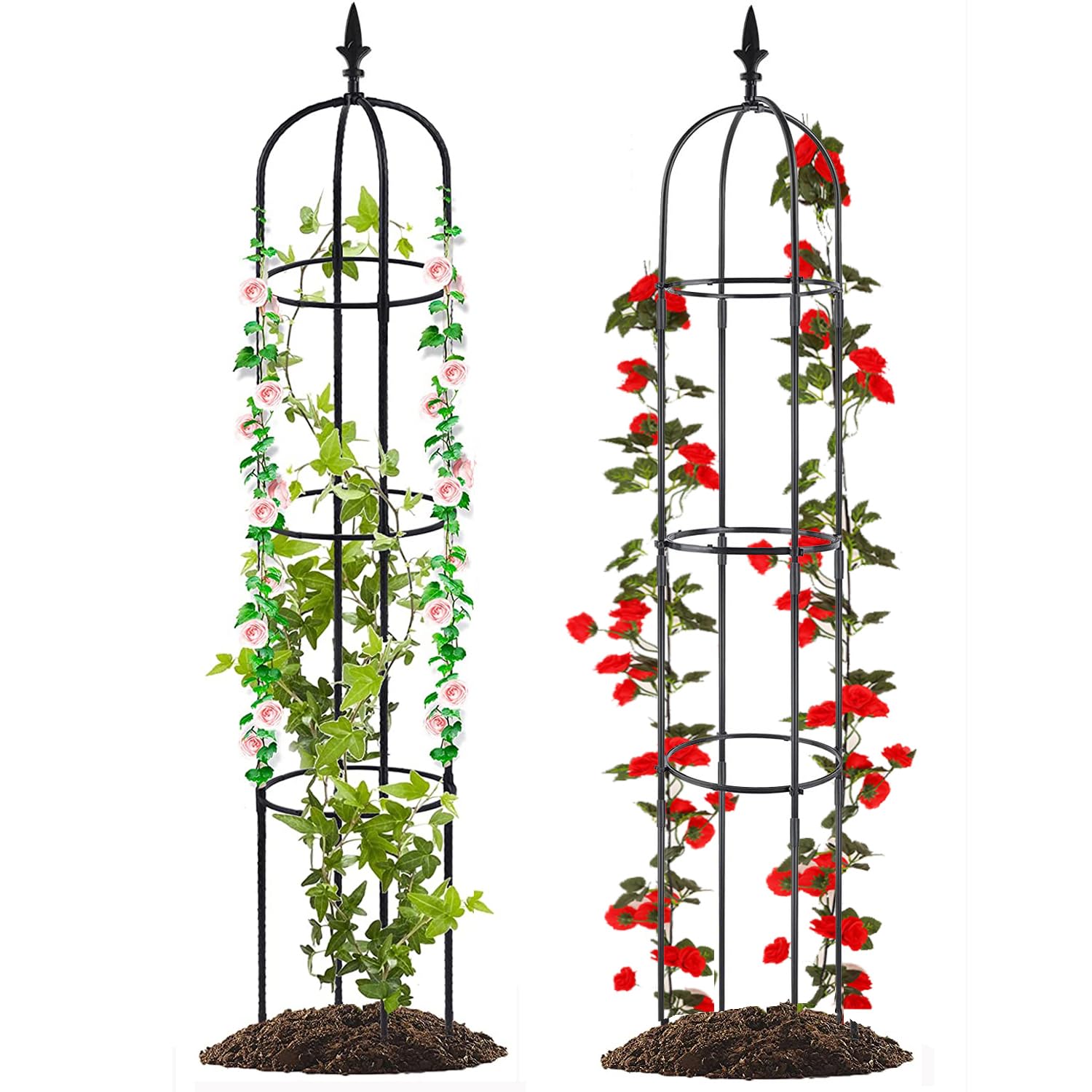 Garden Obelisk Trellis for Climbing Plants Outdoor, Moirsunt 2 Pack 6ft Tall Plant Trellis Support for Potted Plants Climbing Vine Rose Clematis Vegetable Cucumber Trellis, Garden Obelisk Trellis